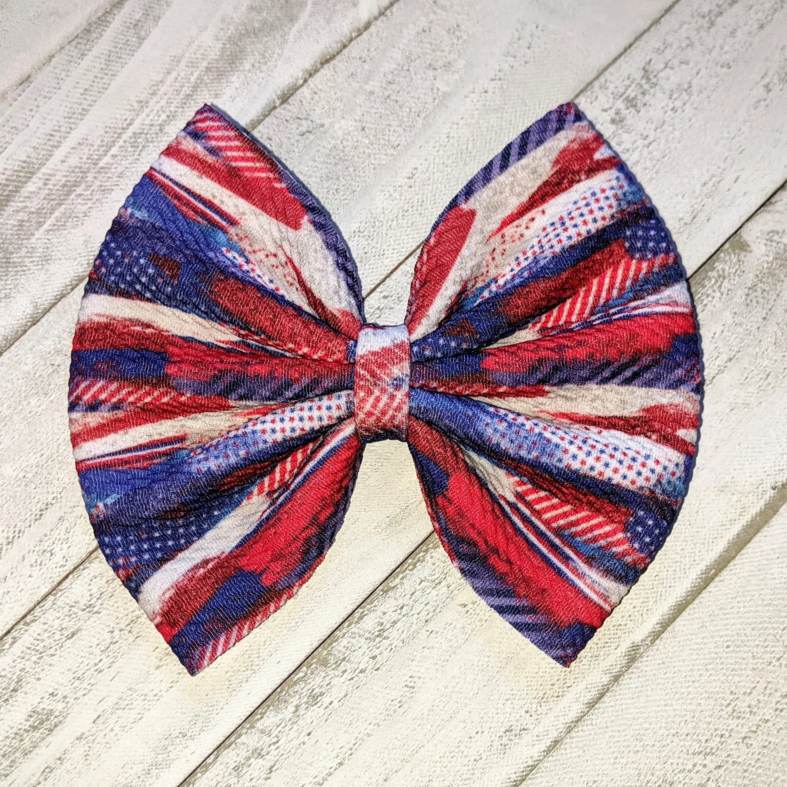 Patriotic Brushstrokes Fabric Bow
