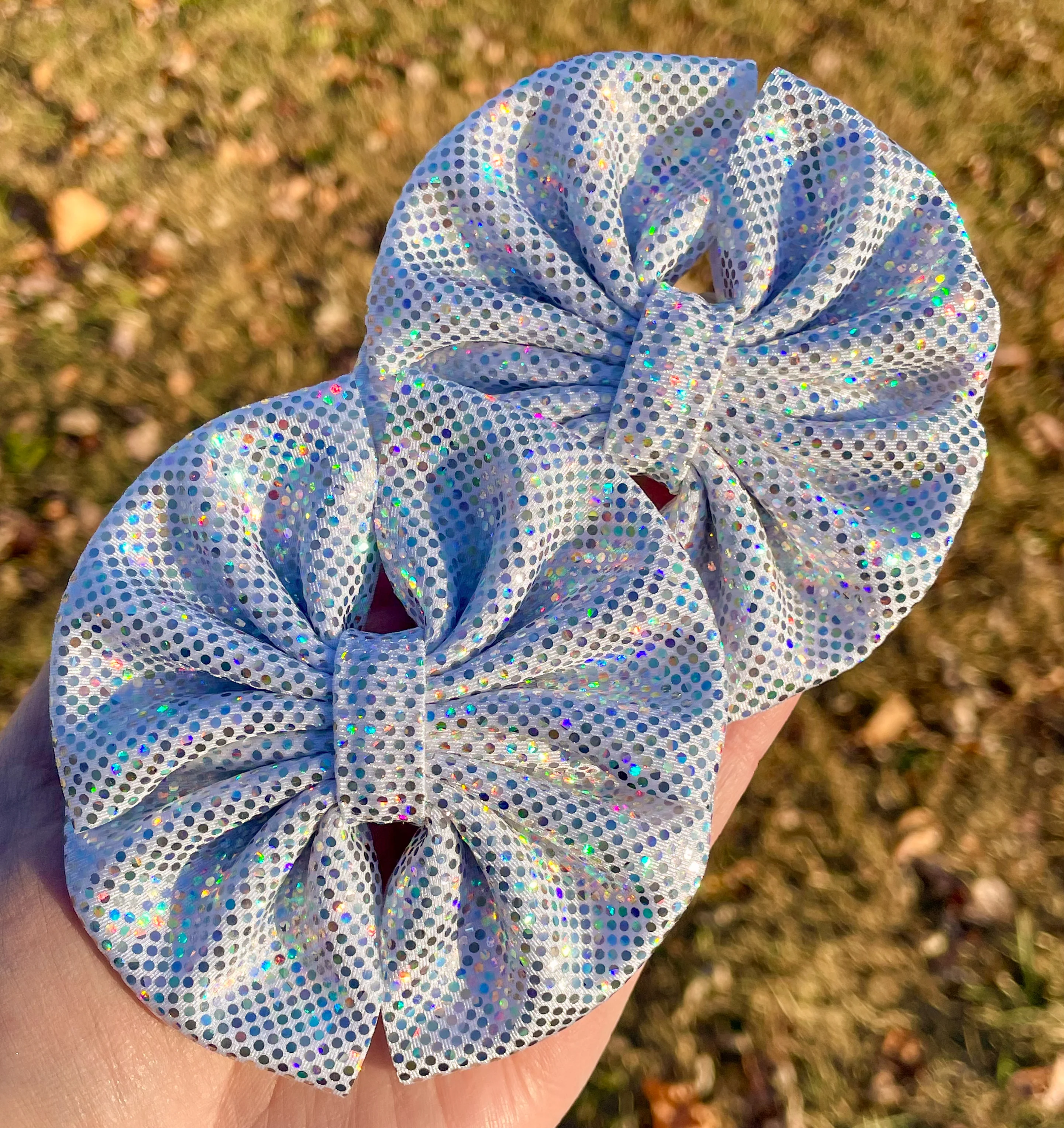 NYE Ball Drop White Holo Fabric