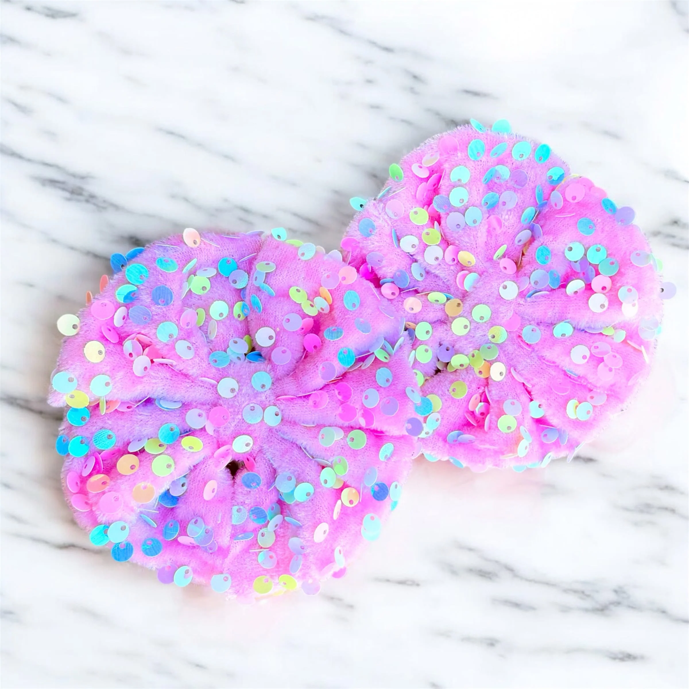 Pink Pastel Sequin Velvet Fabric