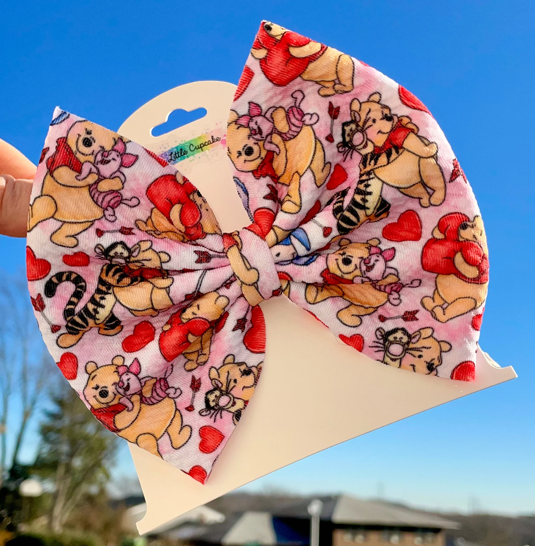 Pooh Vday Fabric Bow