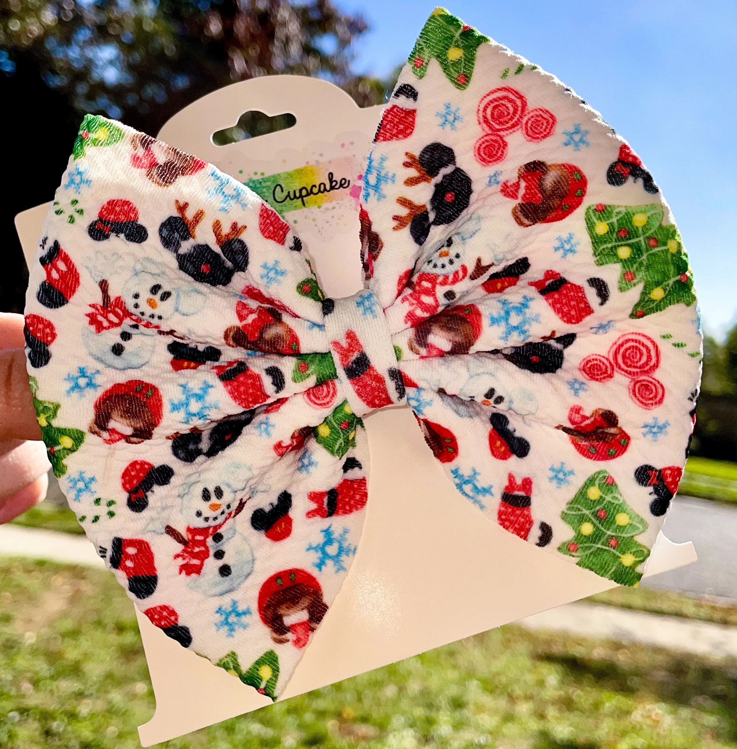 Mouse Christmas Fabric Bow