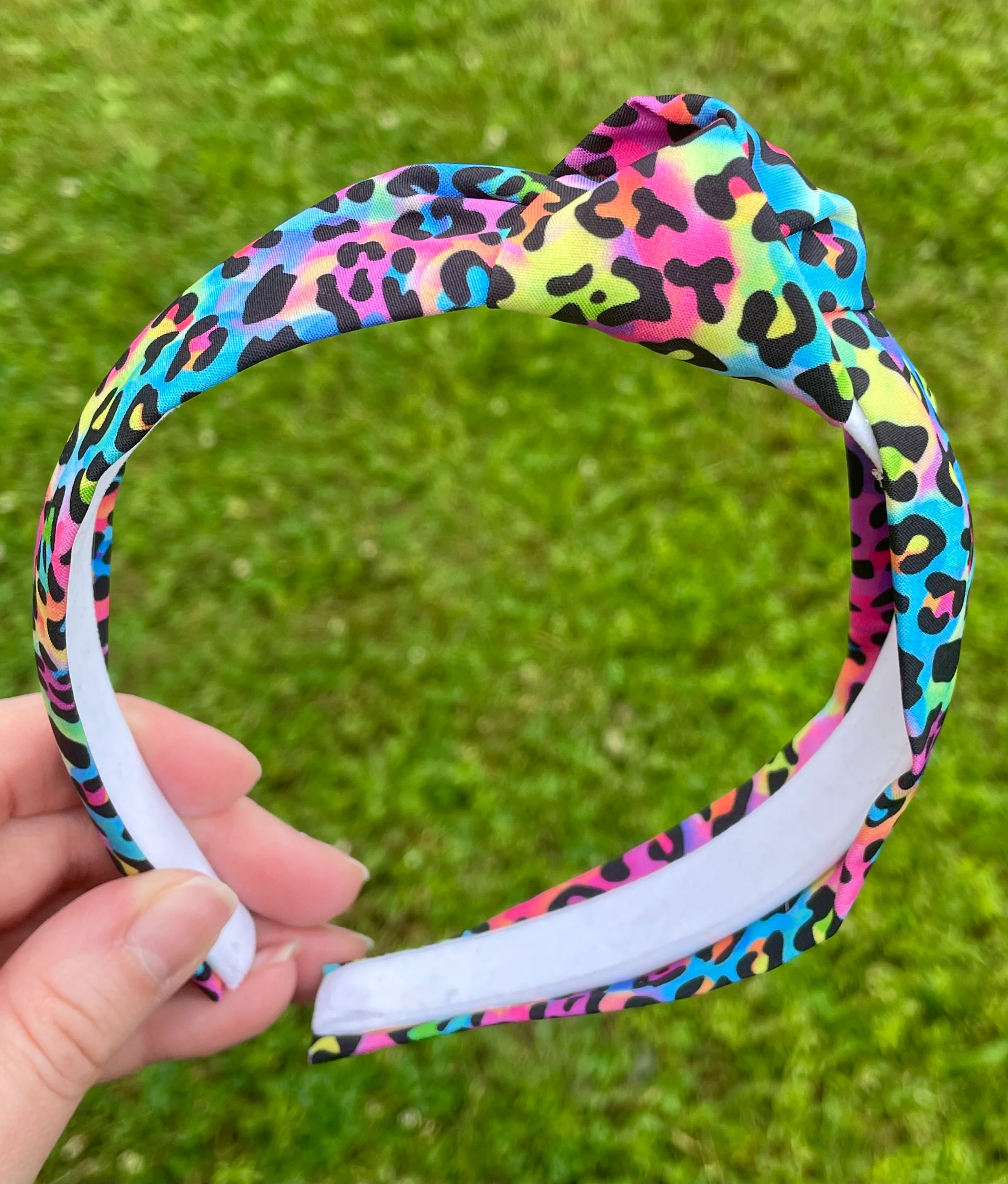 Rainbow Tie Dye Leopard Knotted Headband