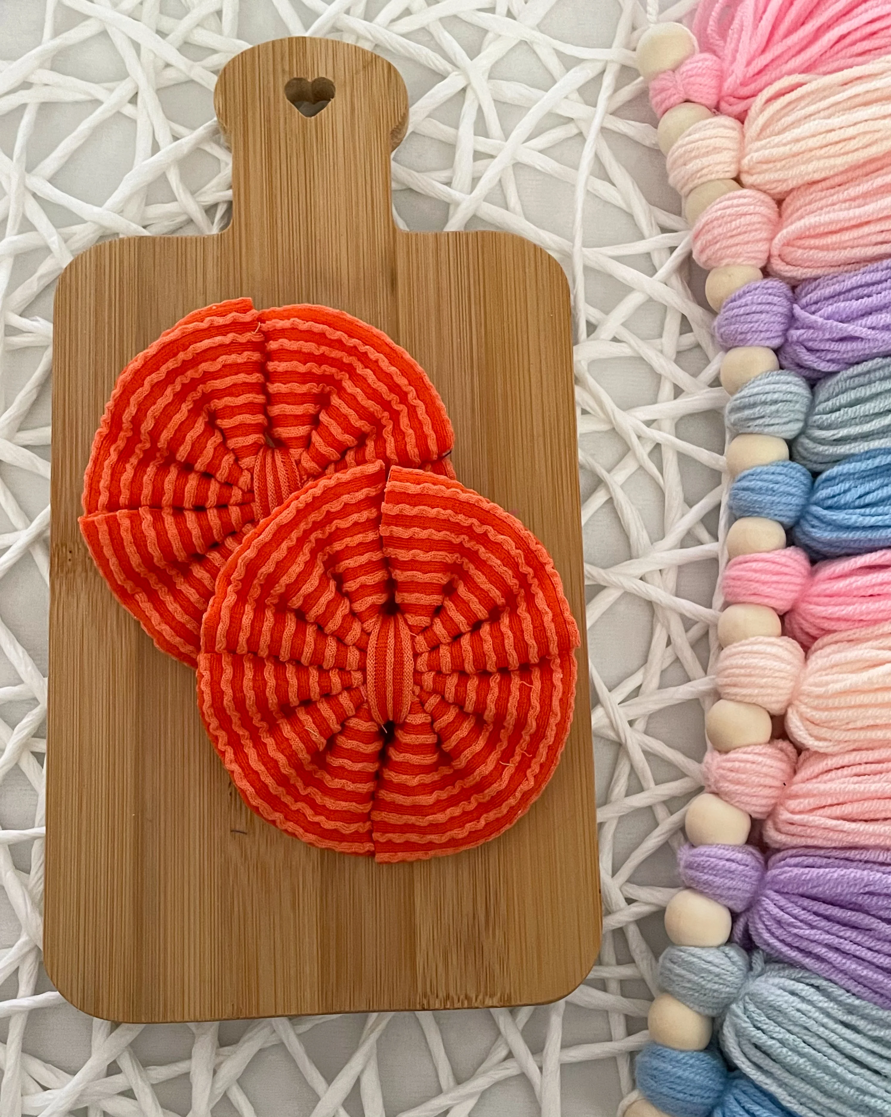 Orange Waved Fabric Bow