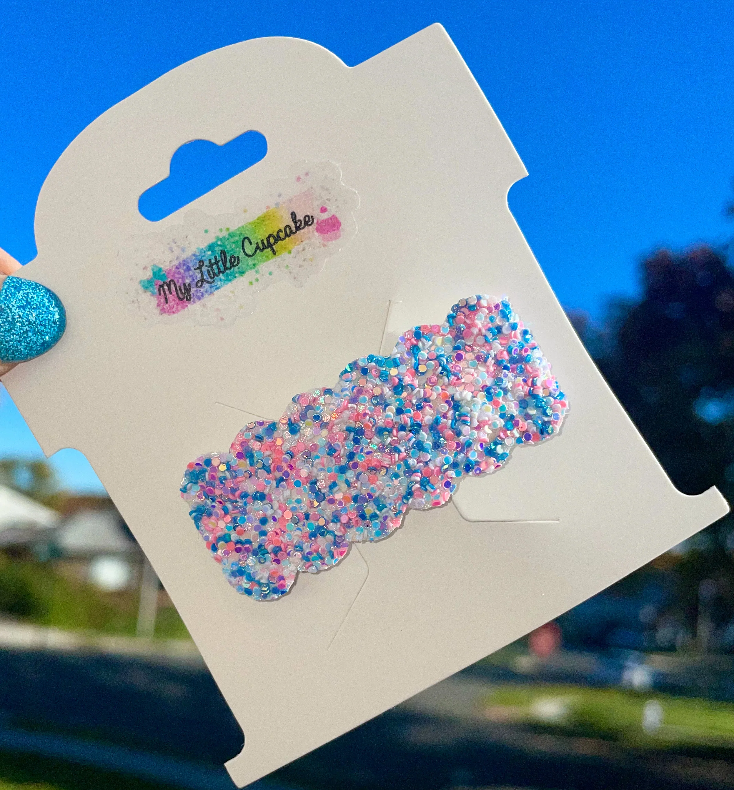Cotton Candy Glitter Snap Clip