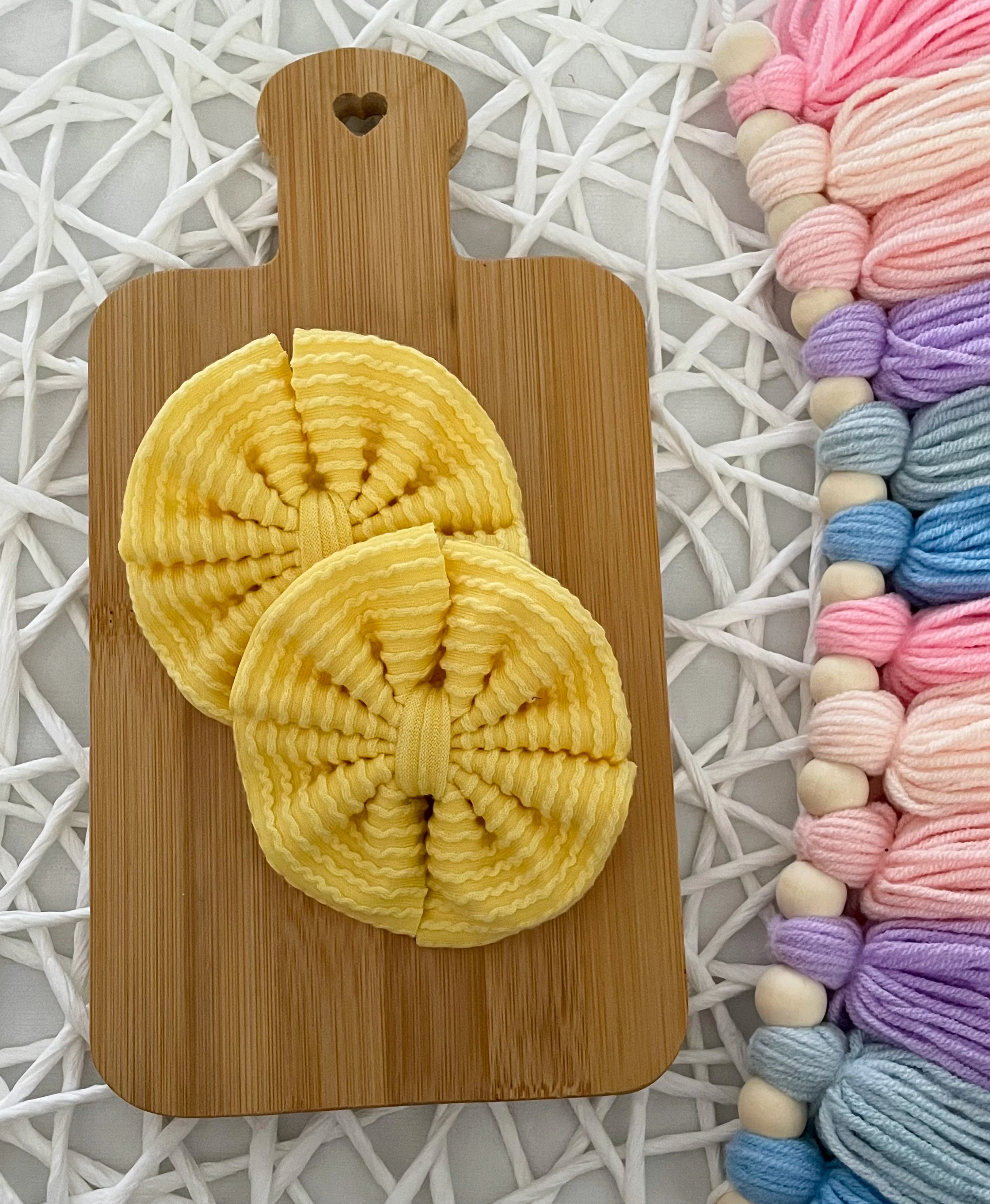 Yellow Waved Fabric Bow