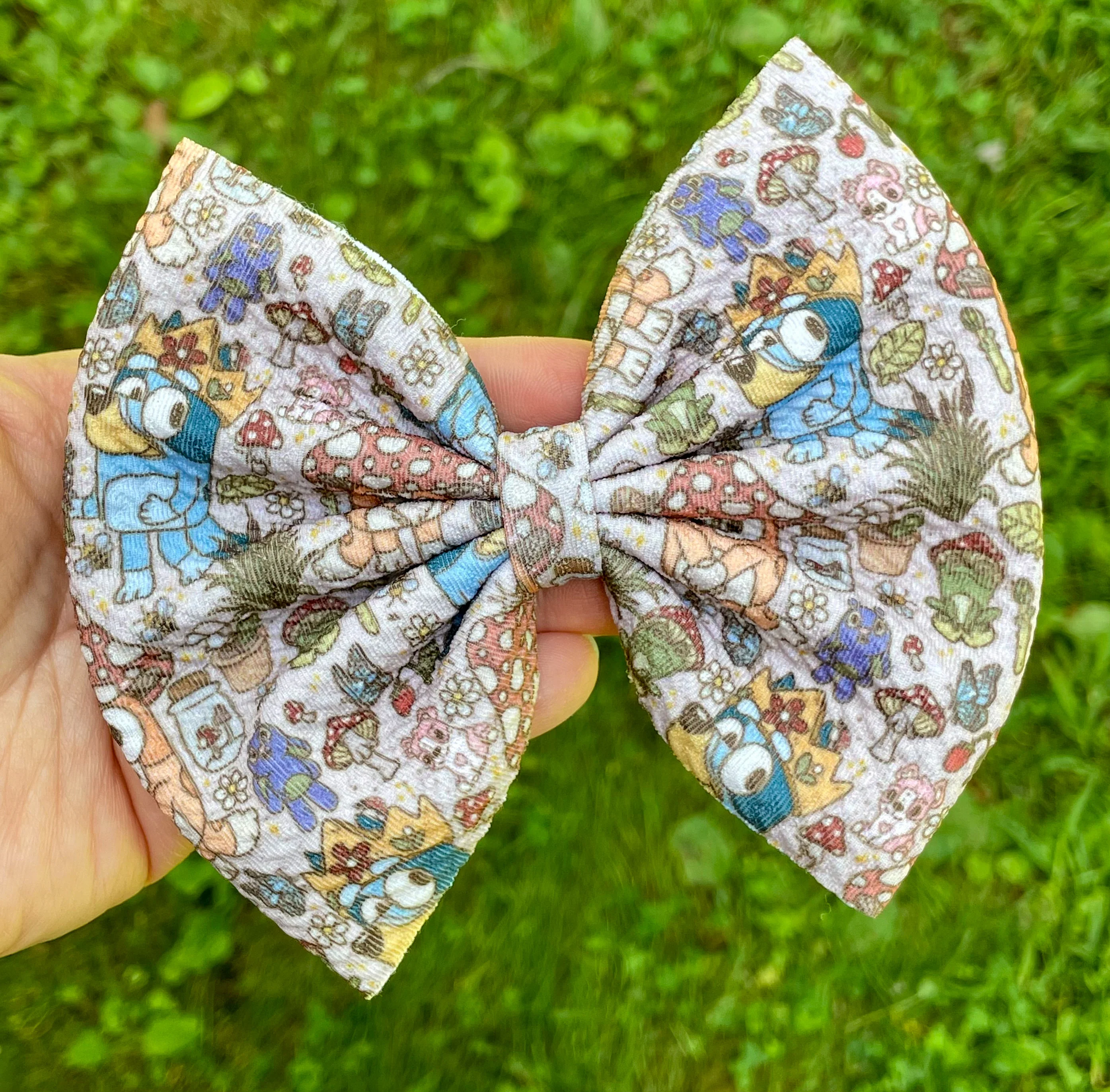 Blue Dog Cottagecore Fabric Bow