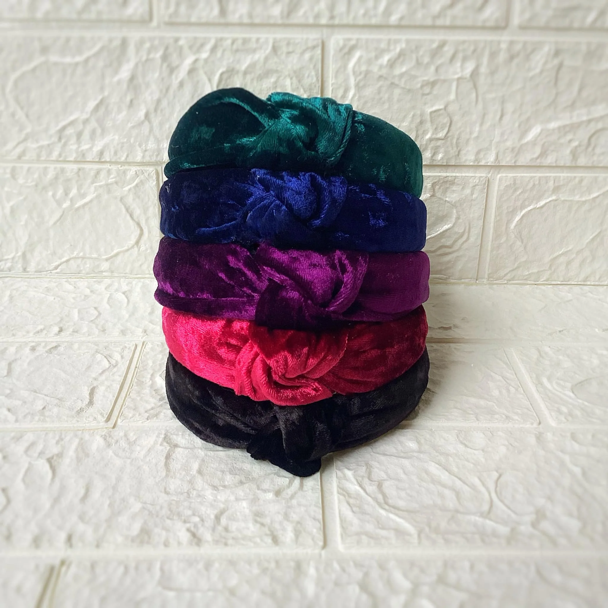 Jewel Tones Crushed Velvet Knotted Headband