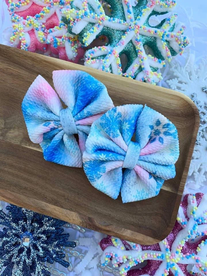 Watercolor Snowflakes Messy Bow