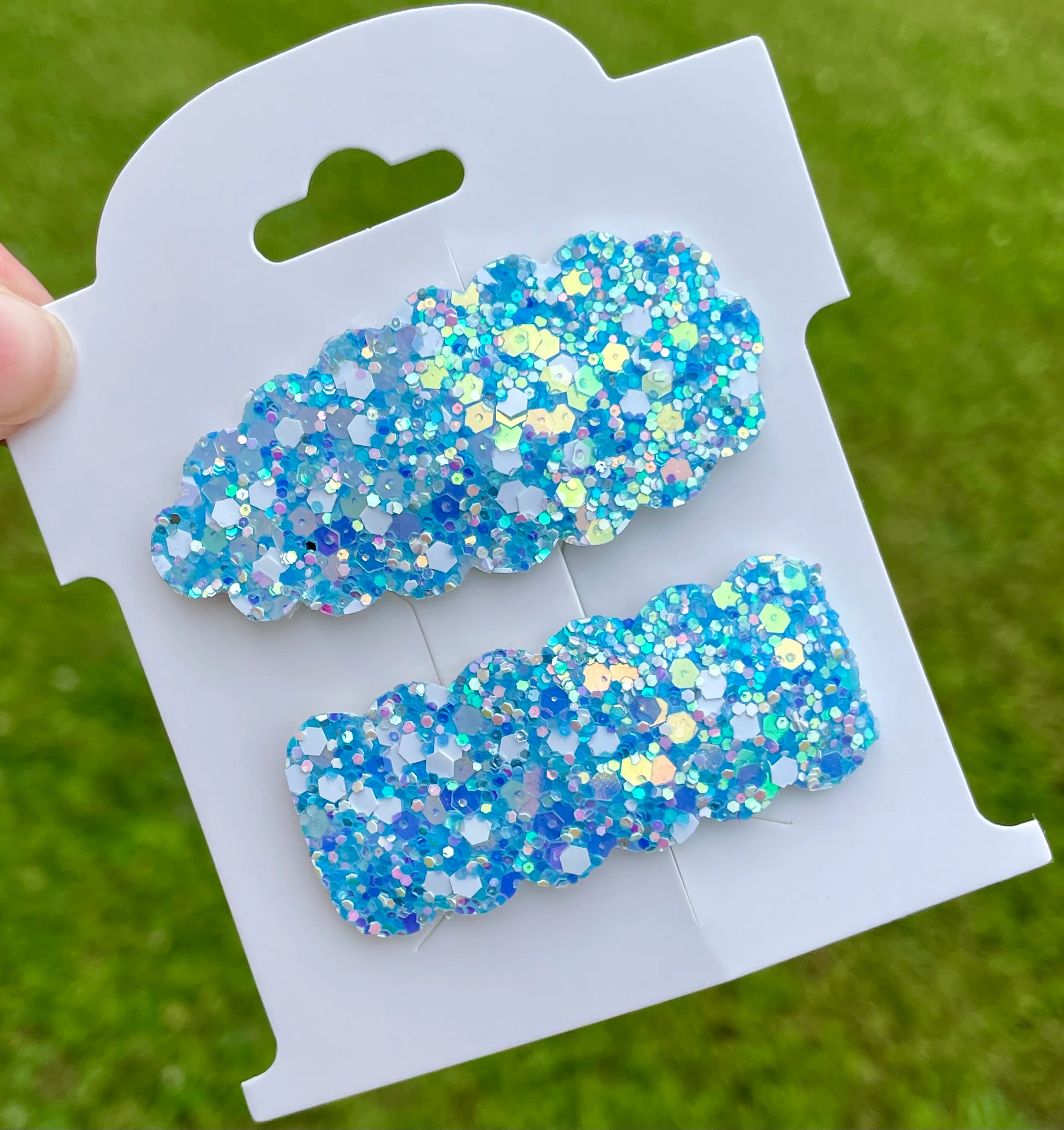 Magical Ocean Blue Glitter Snap Clips