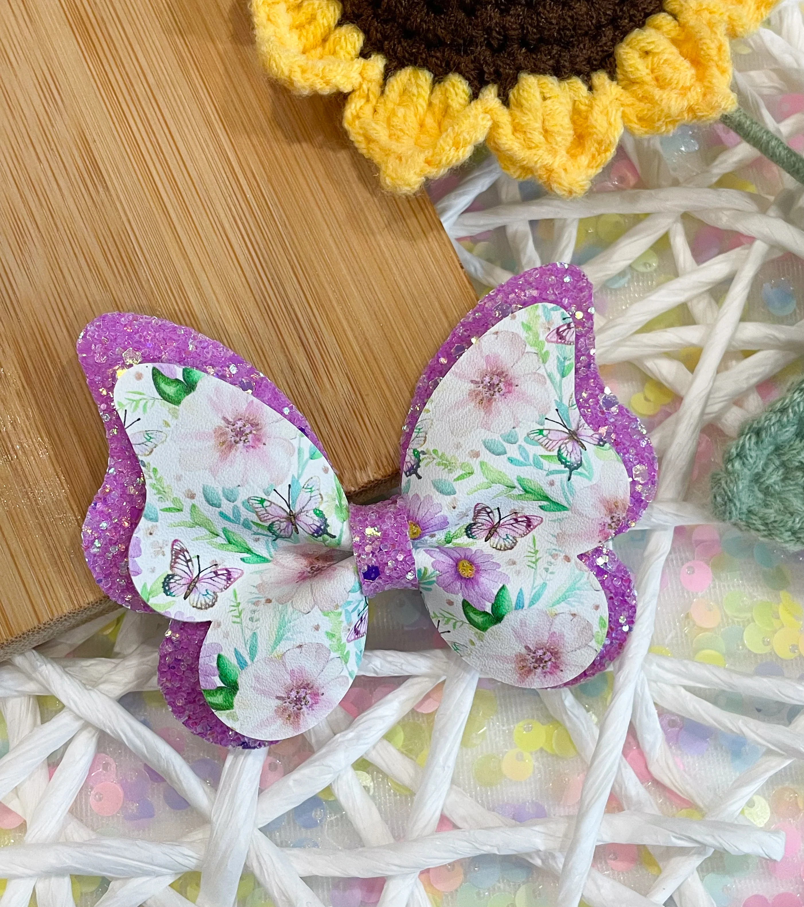 Watercolor Floral Butterfly 3.5in