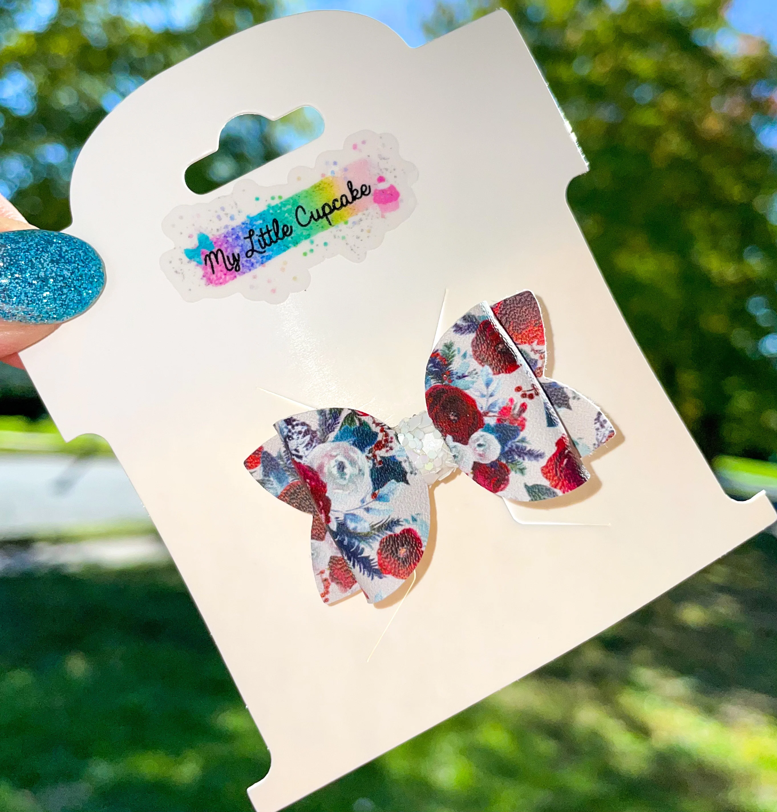 Christmas Floral Bitty Bow