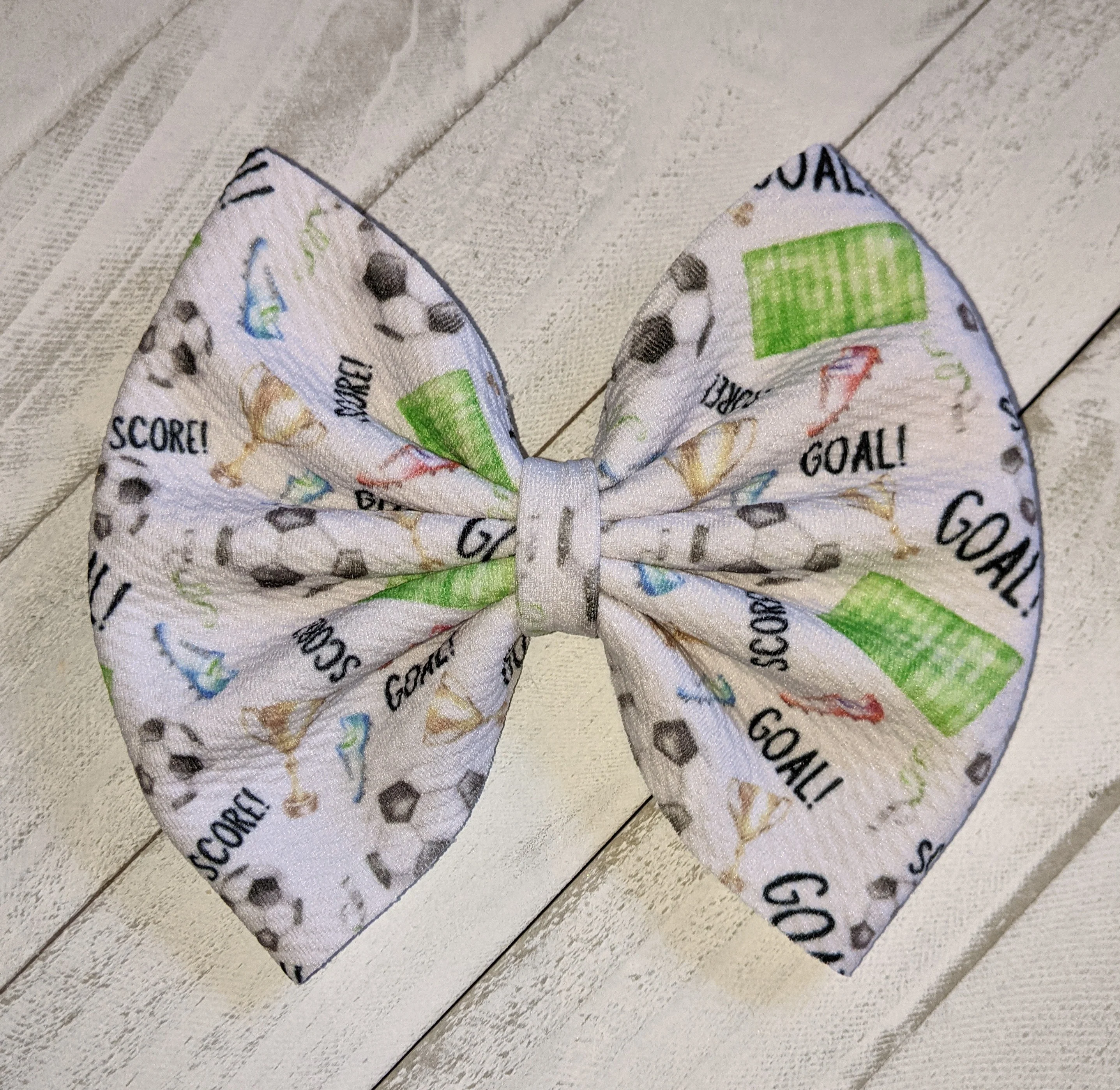 Soccer Goals Fabric Bow