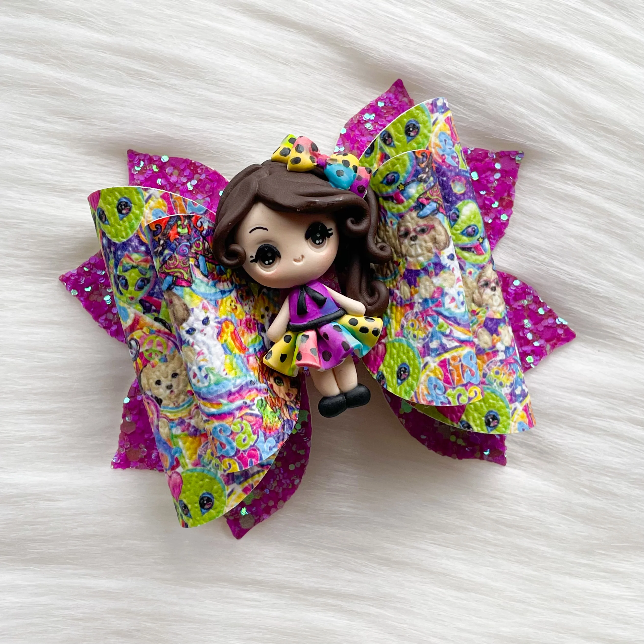 Lisa Frank Girl Clay 3.5in Jasmine Bow