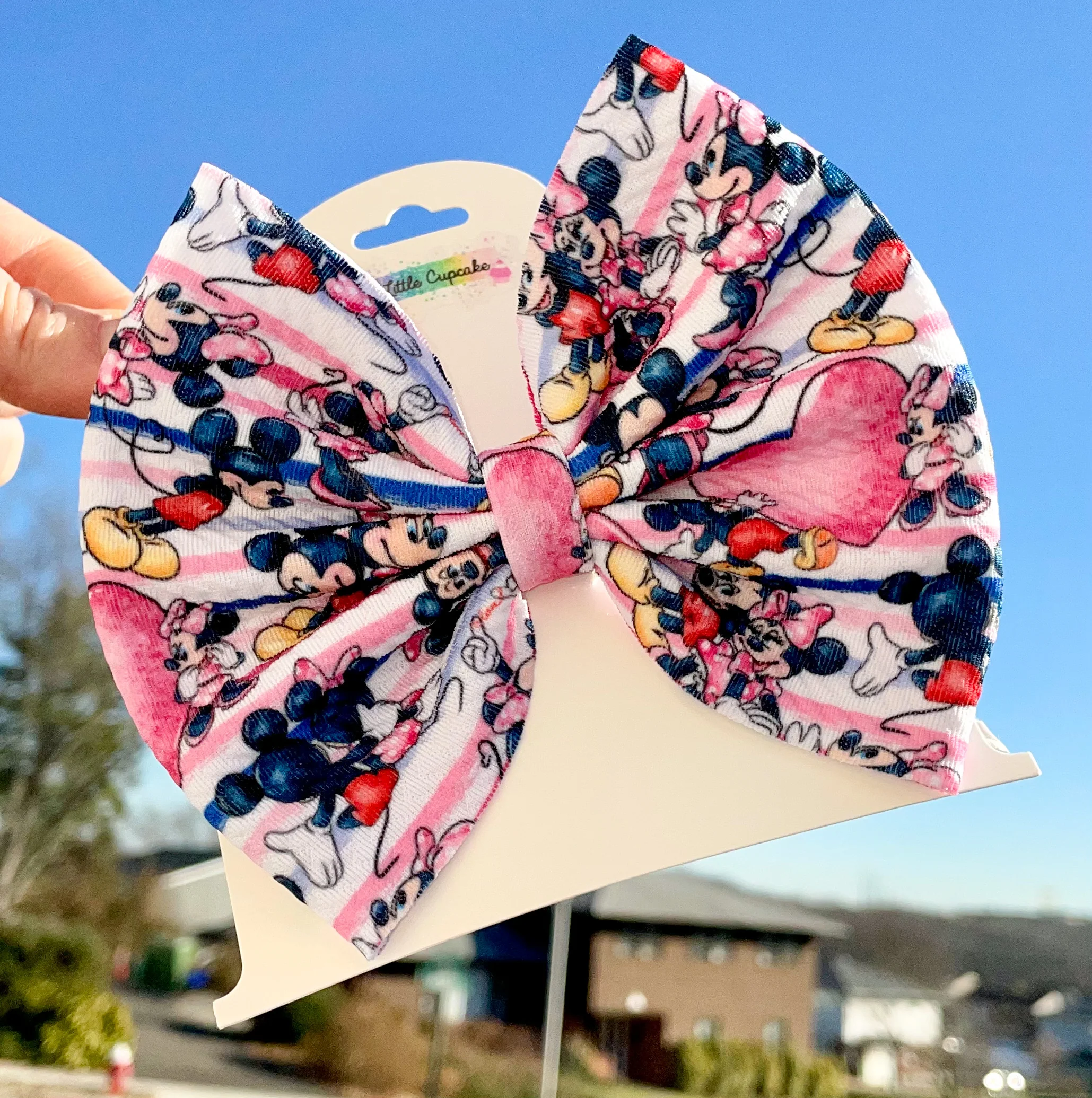 Mouse Couple Hearts in Pink Fabric Bow