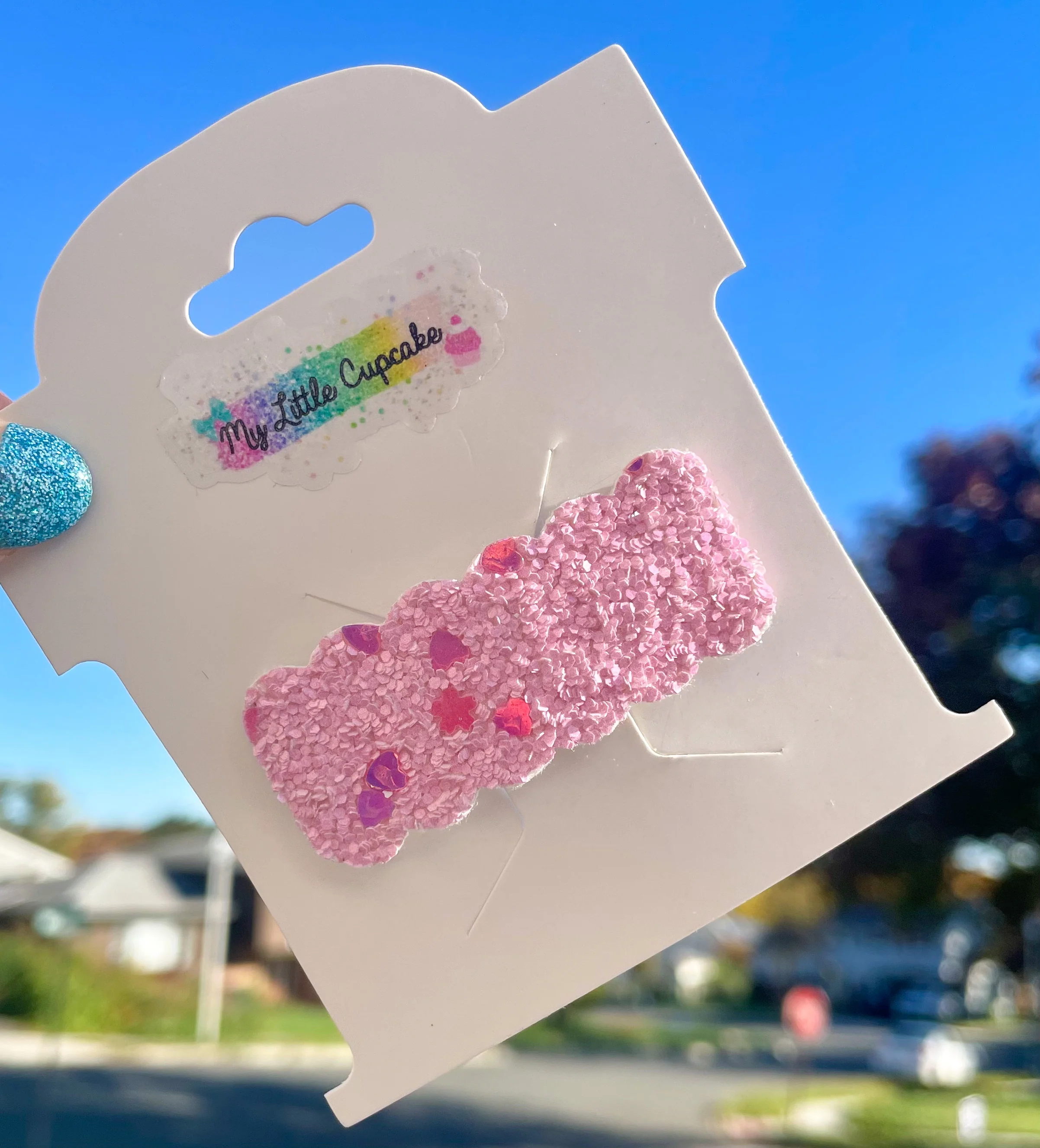 Pink Flower Power Glitter Snap Clip