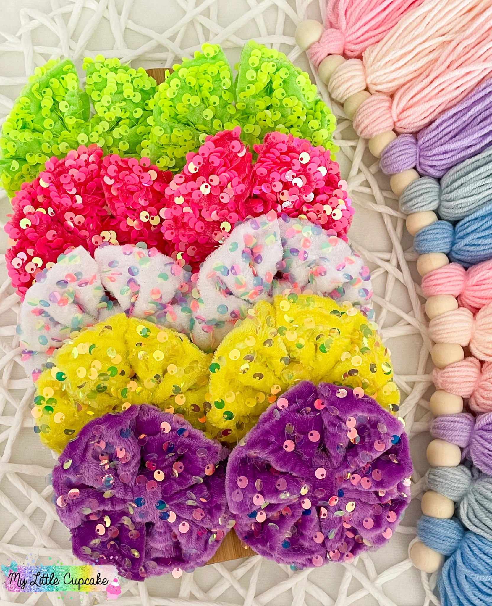 Pastel Princess Sequins Fabric Bows