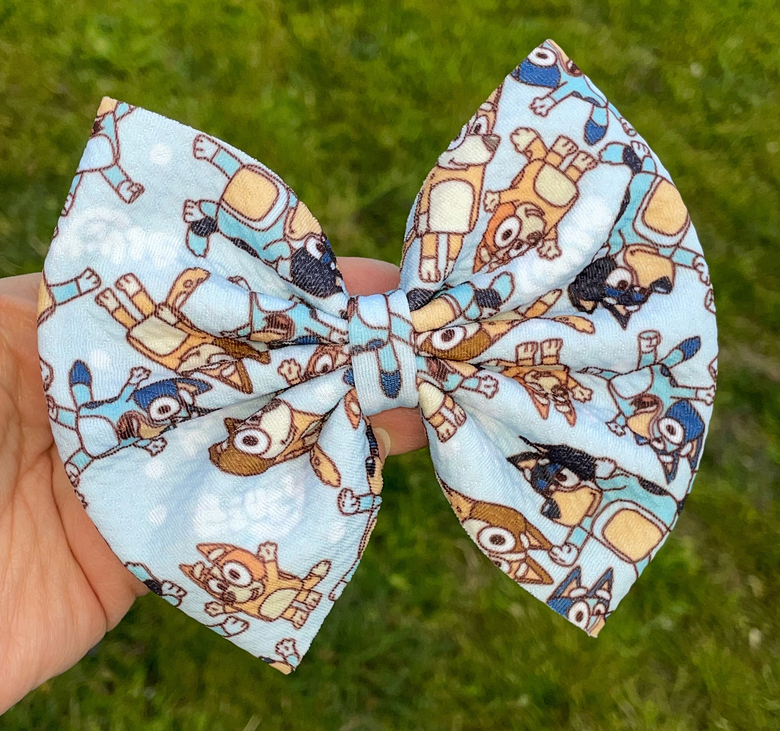 Boho Bluey Fabric Bow