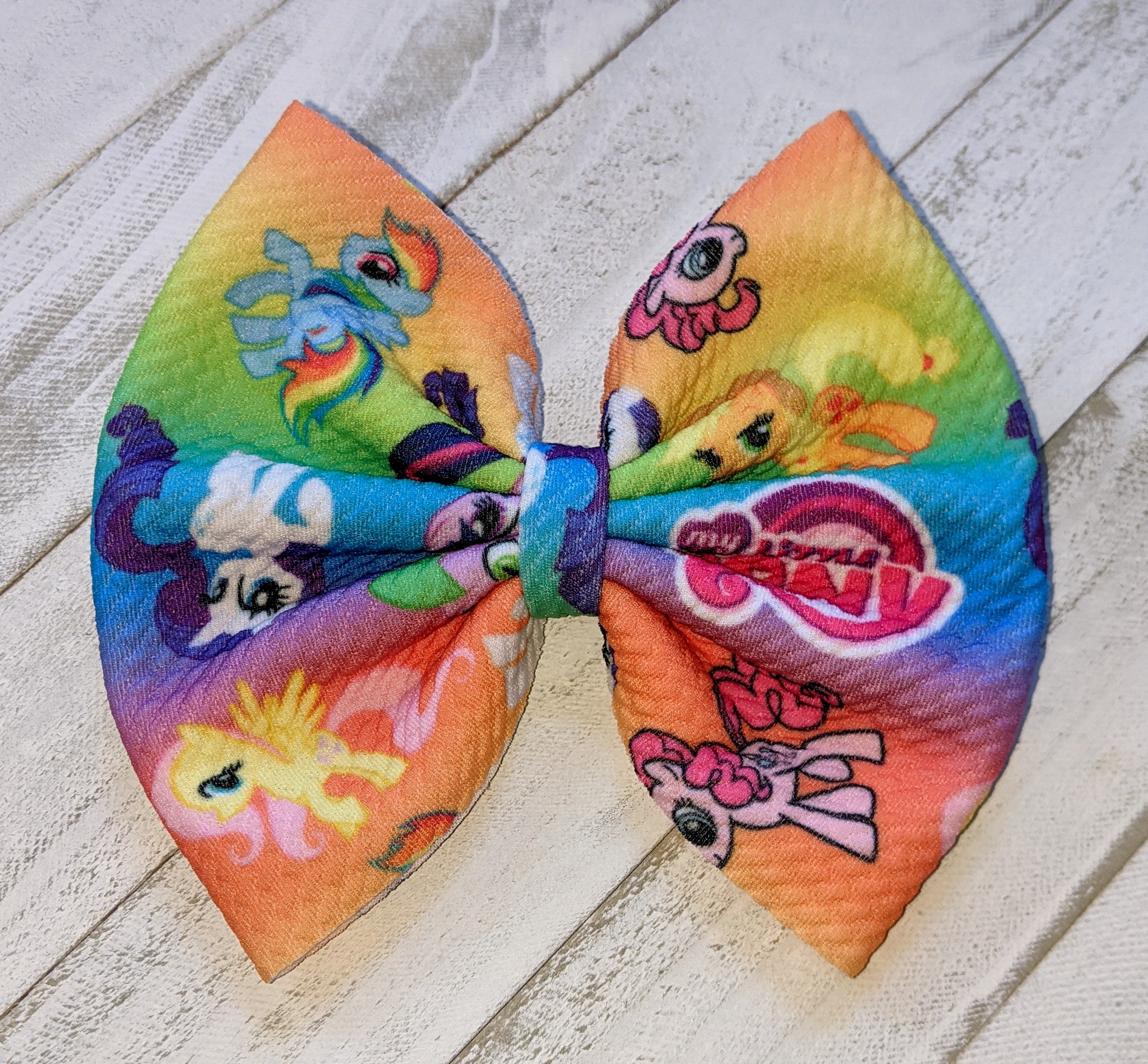Pony Rainbow Fabric Bow