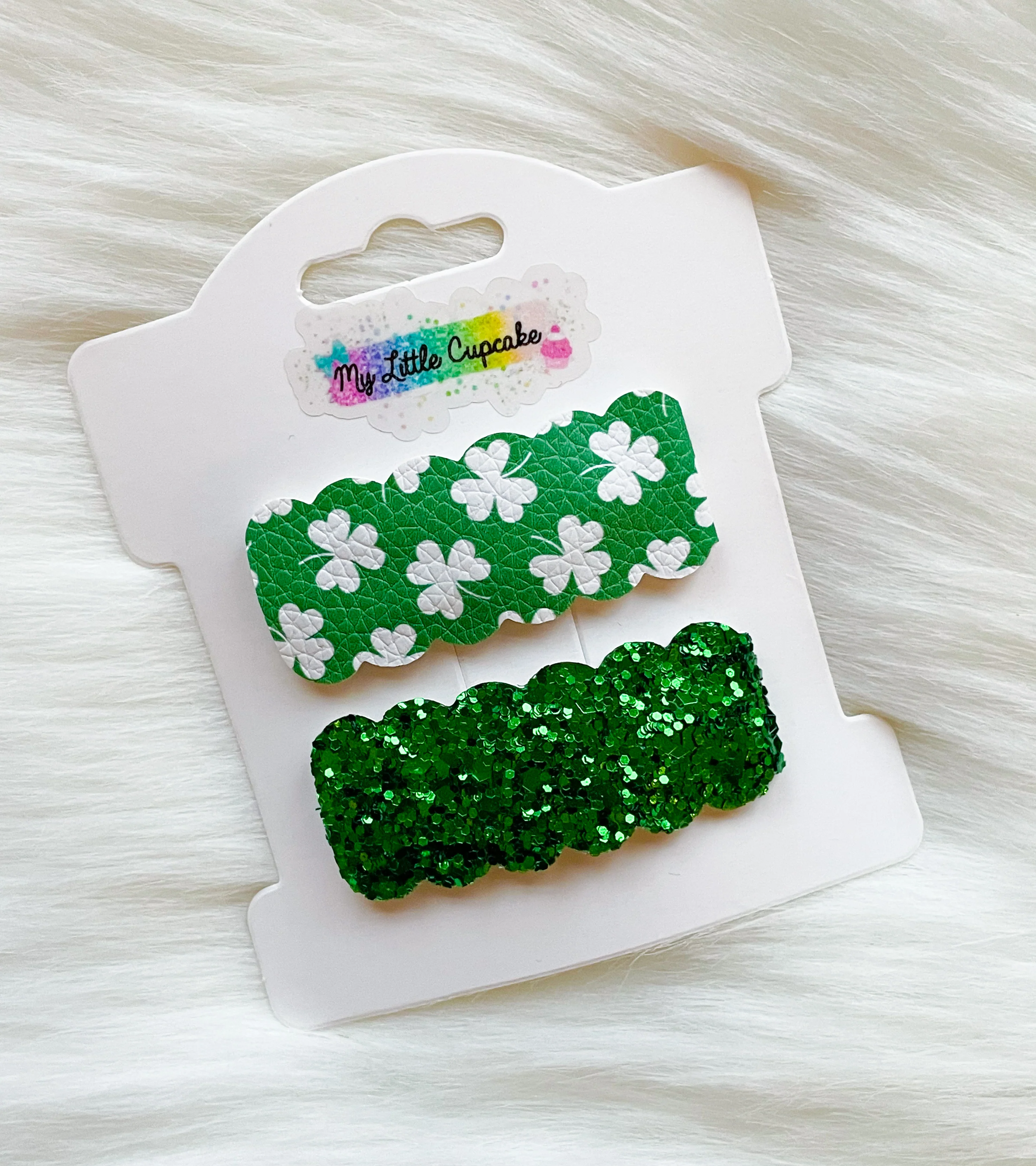 Shamrocks & Emerald Glitter Snap Clip Set