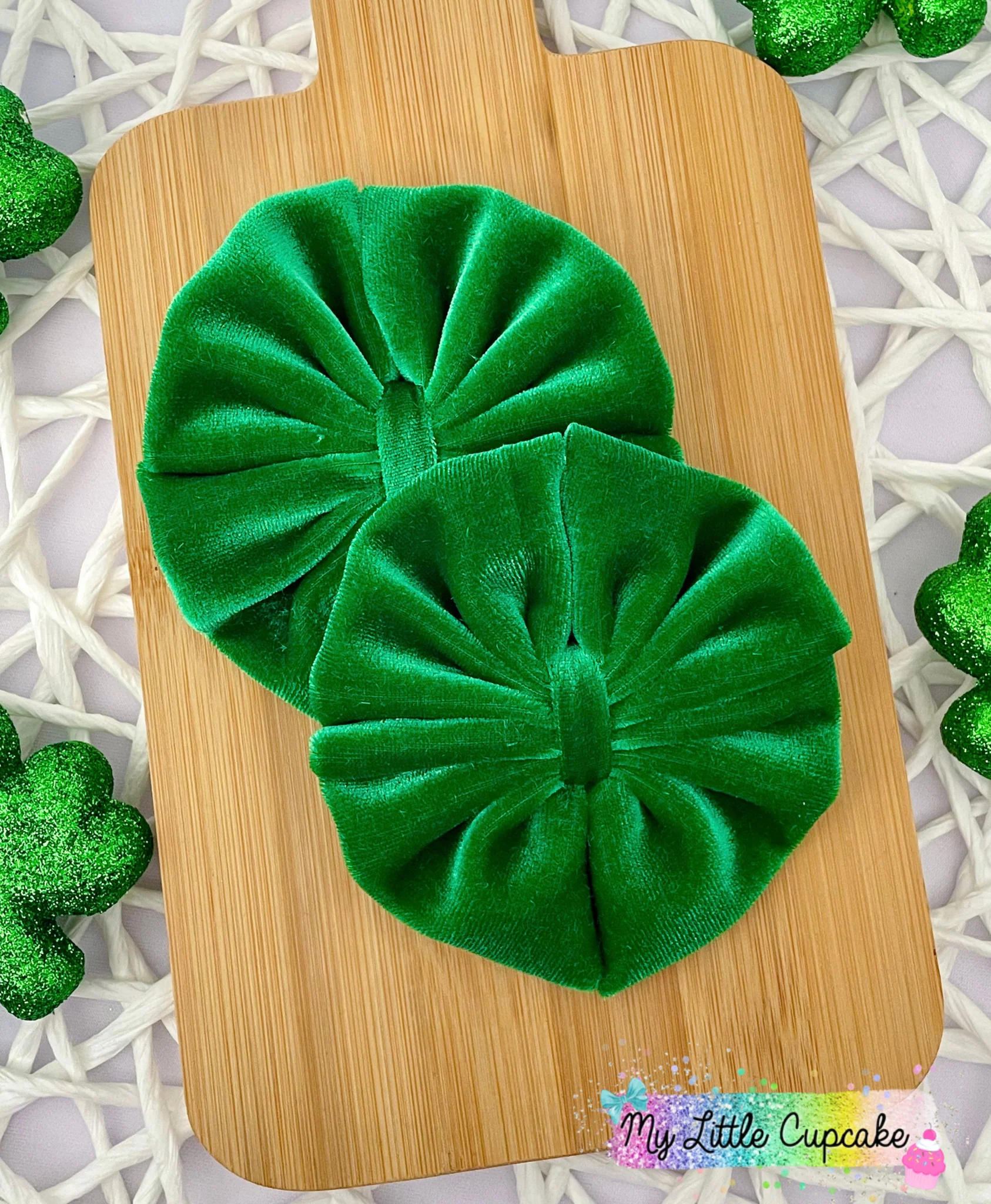 Emerald Green Velvet Fabric Bows