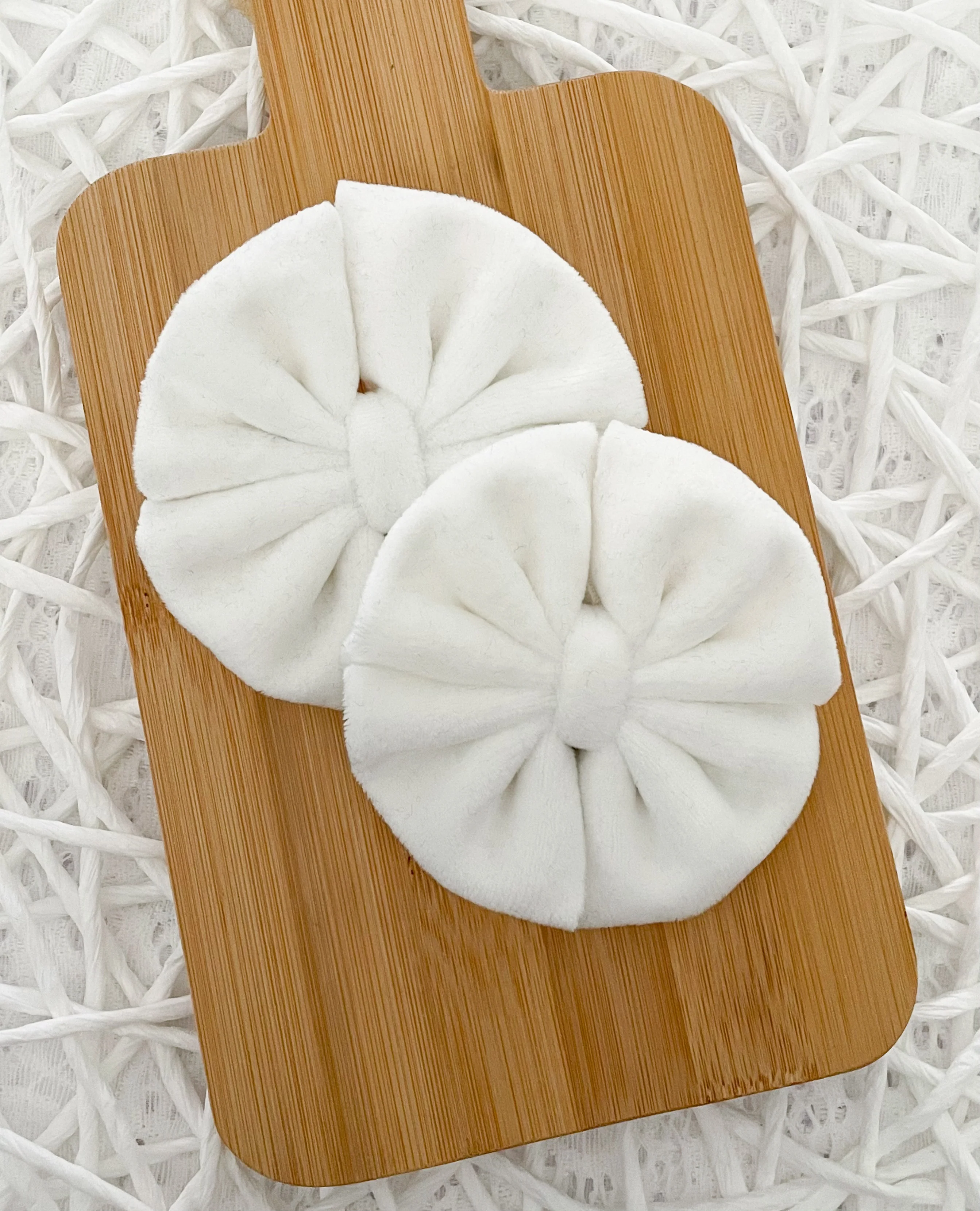 White Plushy Velvet Fabric Bow