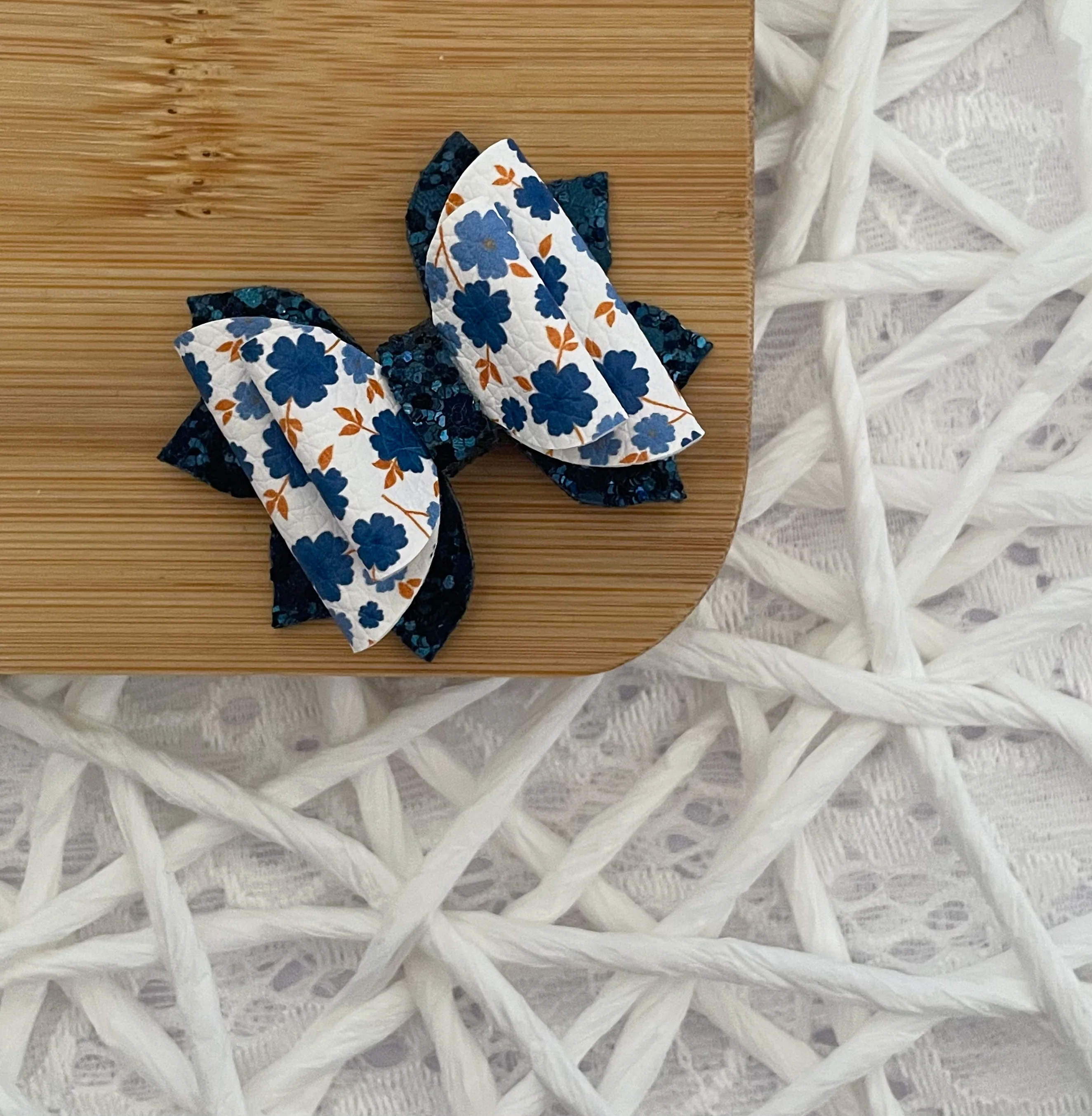 Blue & Gold Floral 2in Jasmine