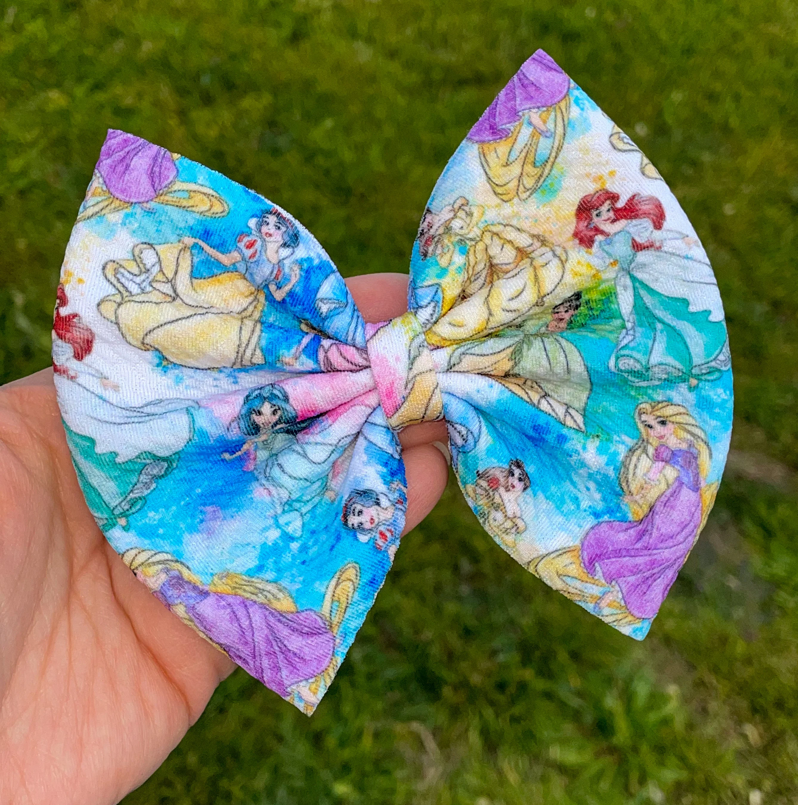 Watercolor Princess Fabric Bow