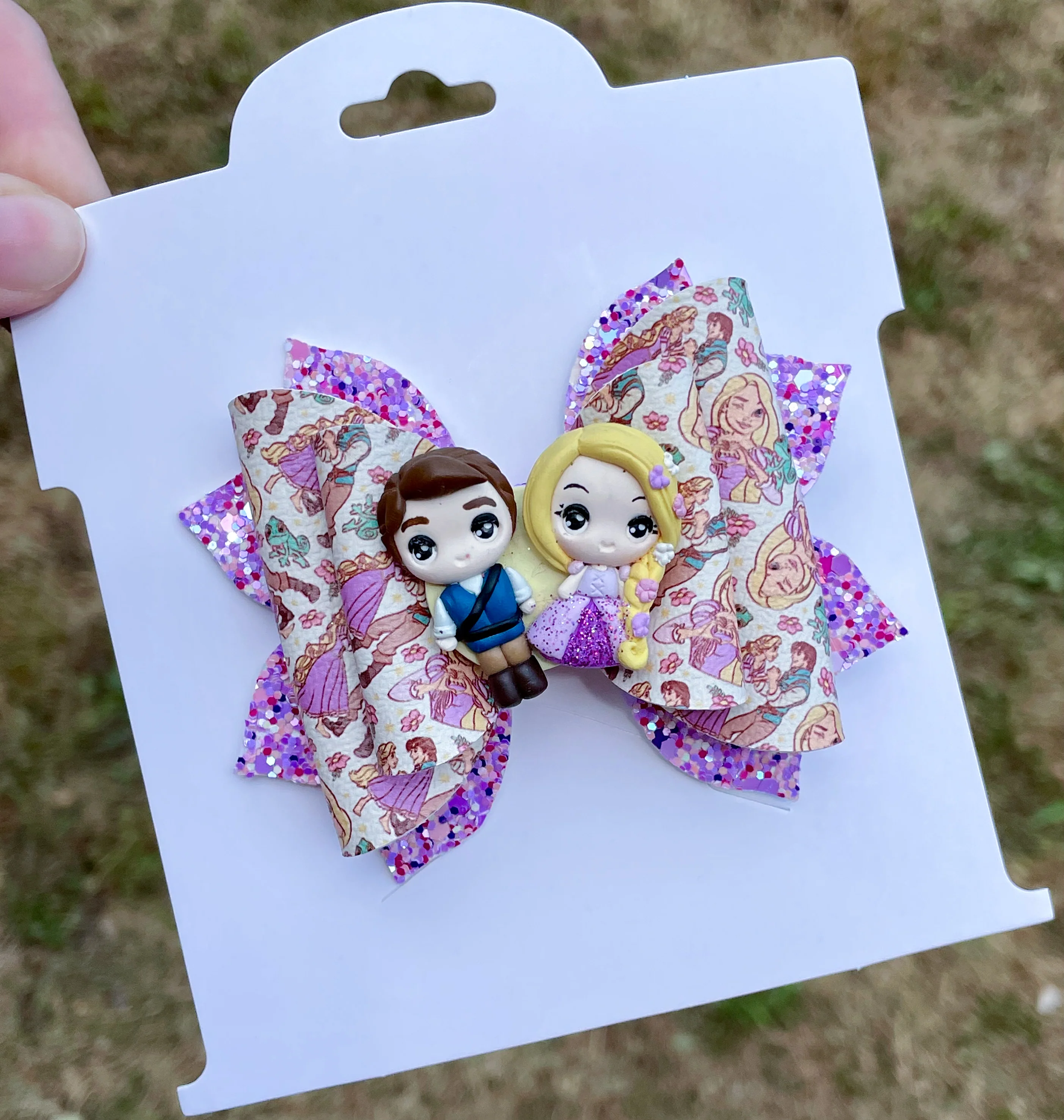 Long Hair Princess Couple Clay Bow