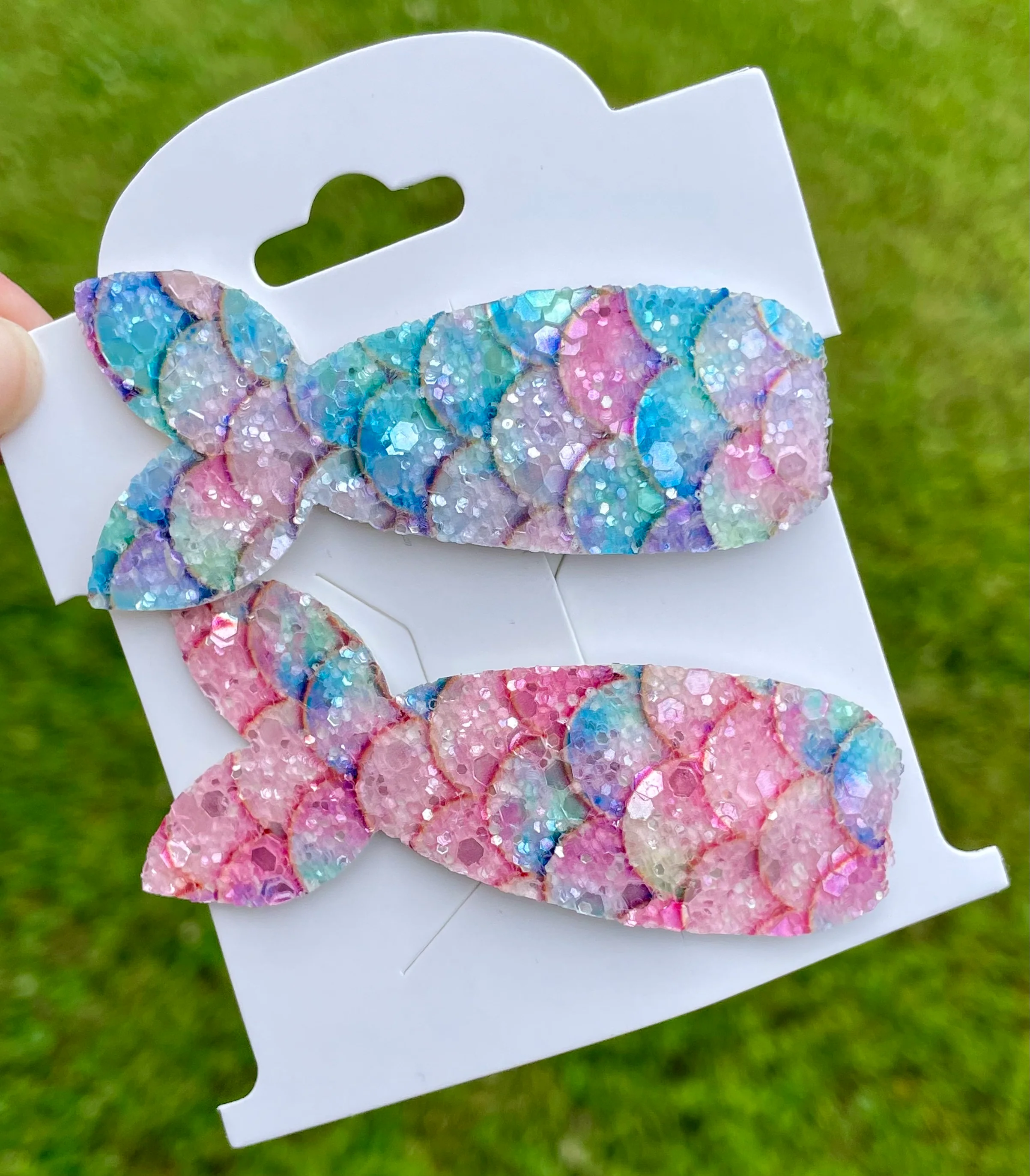 Pink & Blue Glitter Mermaid Snap Clip