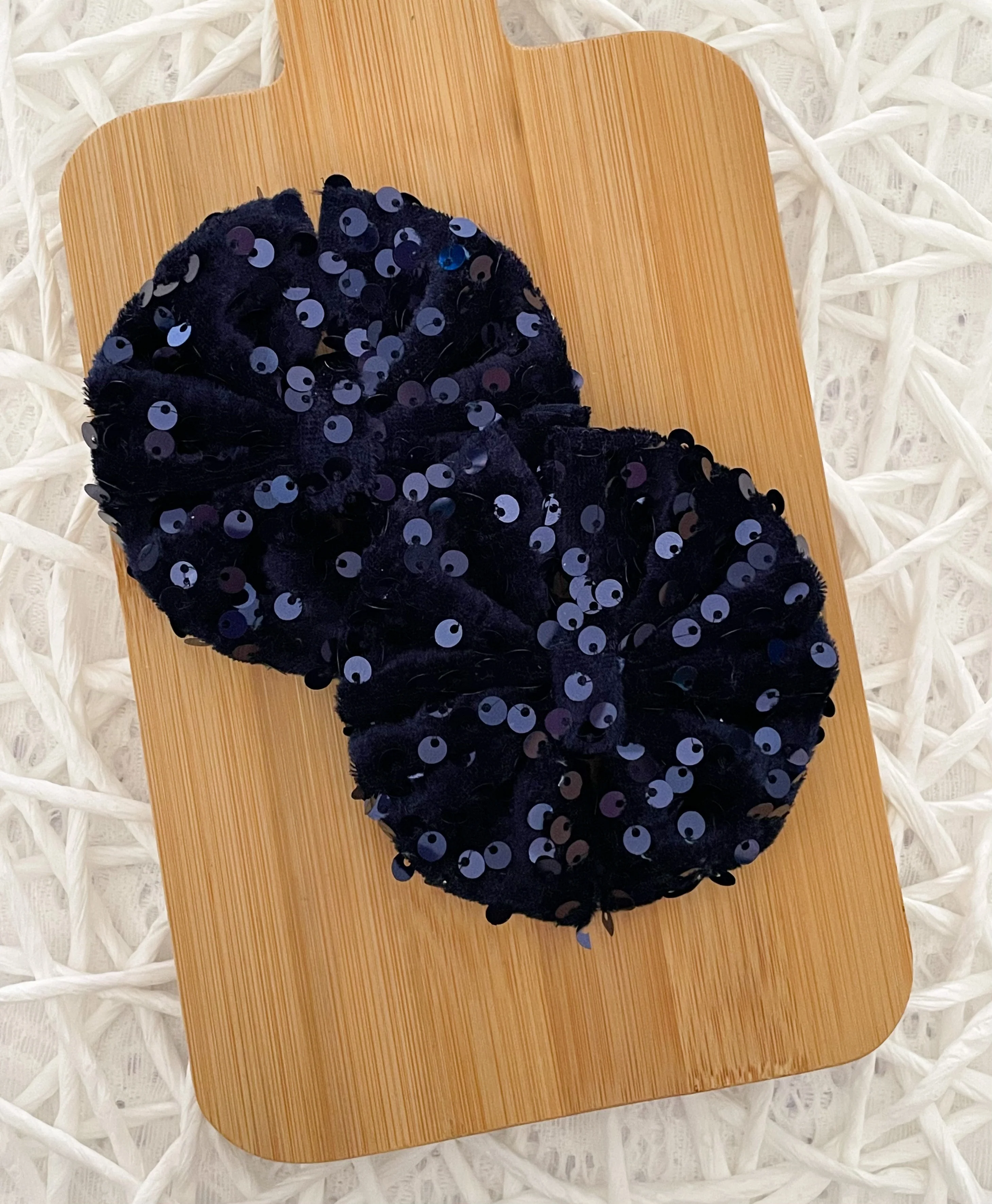 Navy Velvet SequinFabric Bows