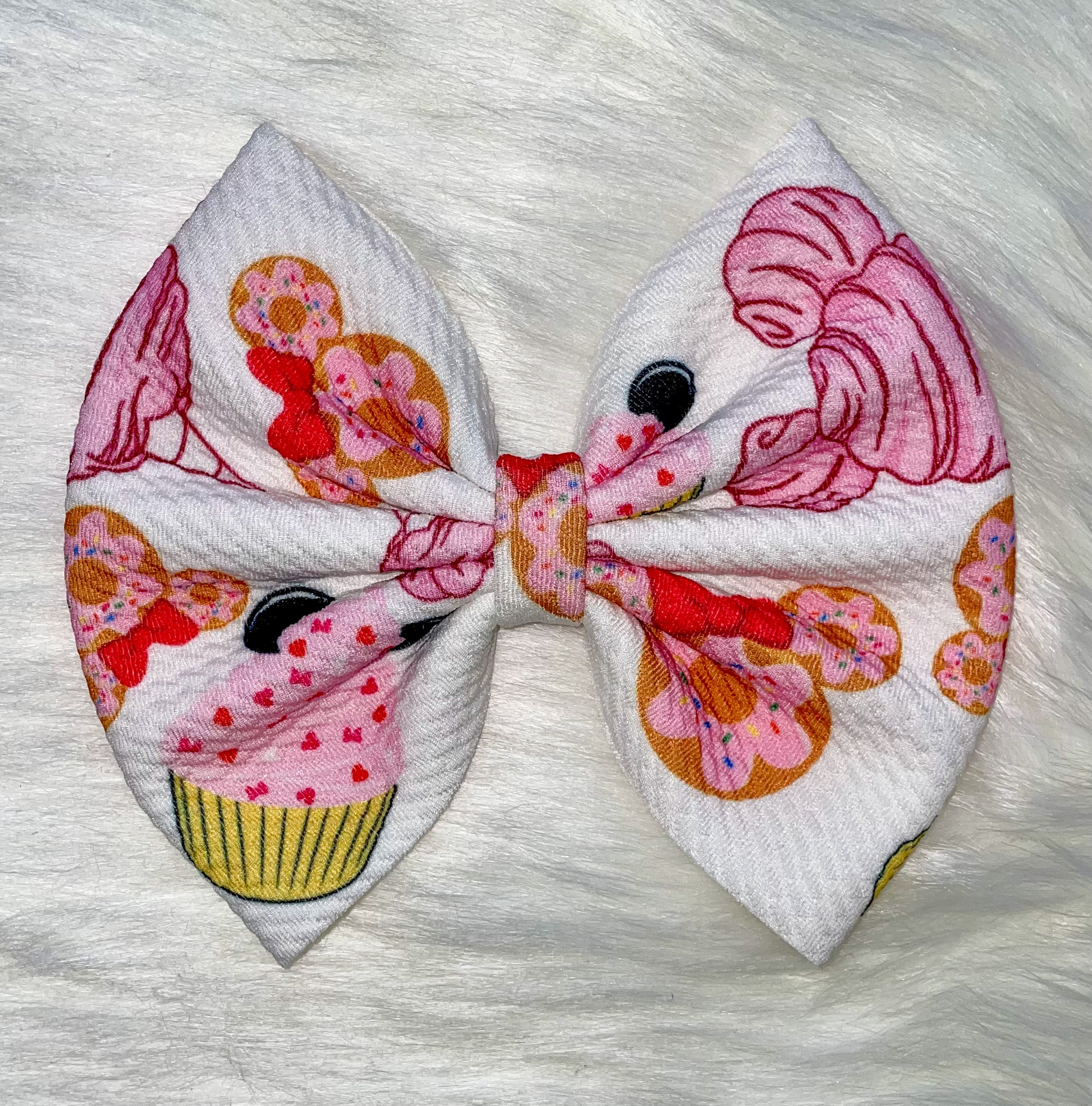 Mouse Girl Cupcake Fabric Bow