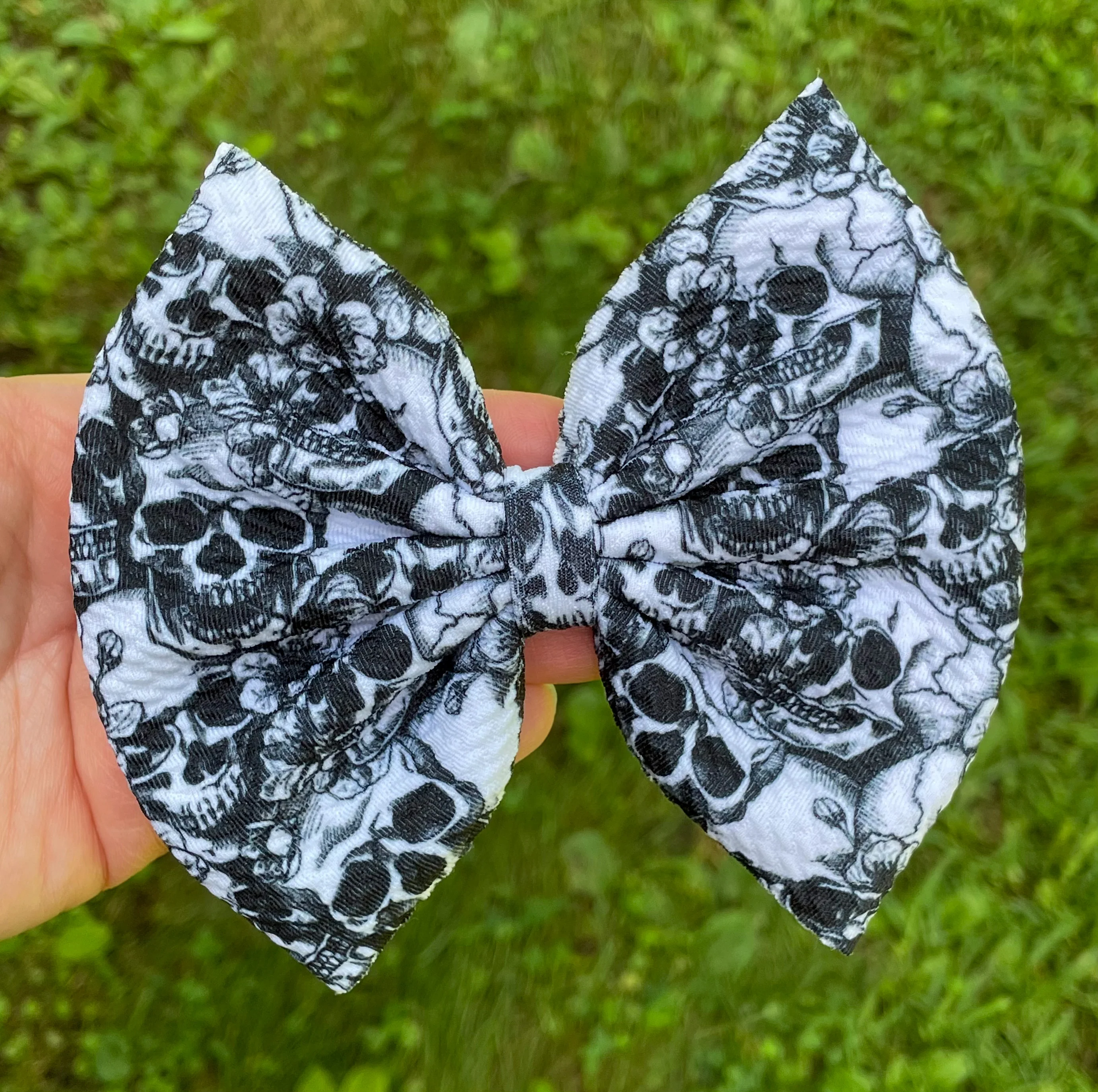 Blooming Skulls Fabric Bow