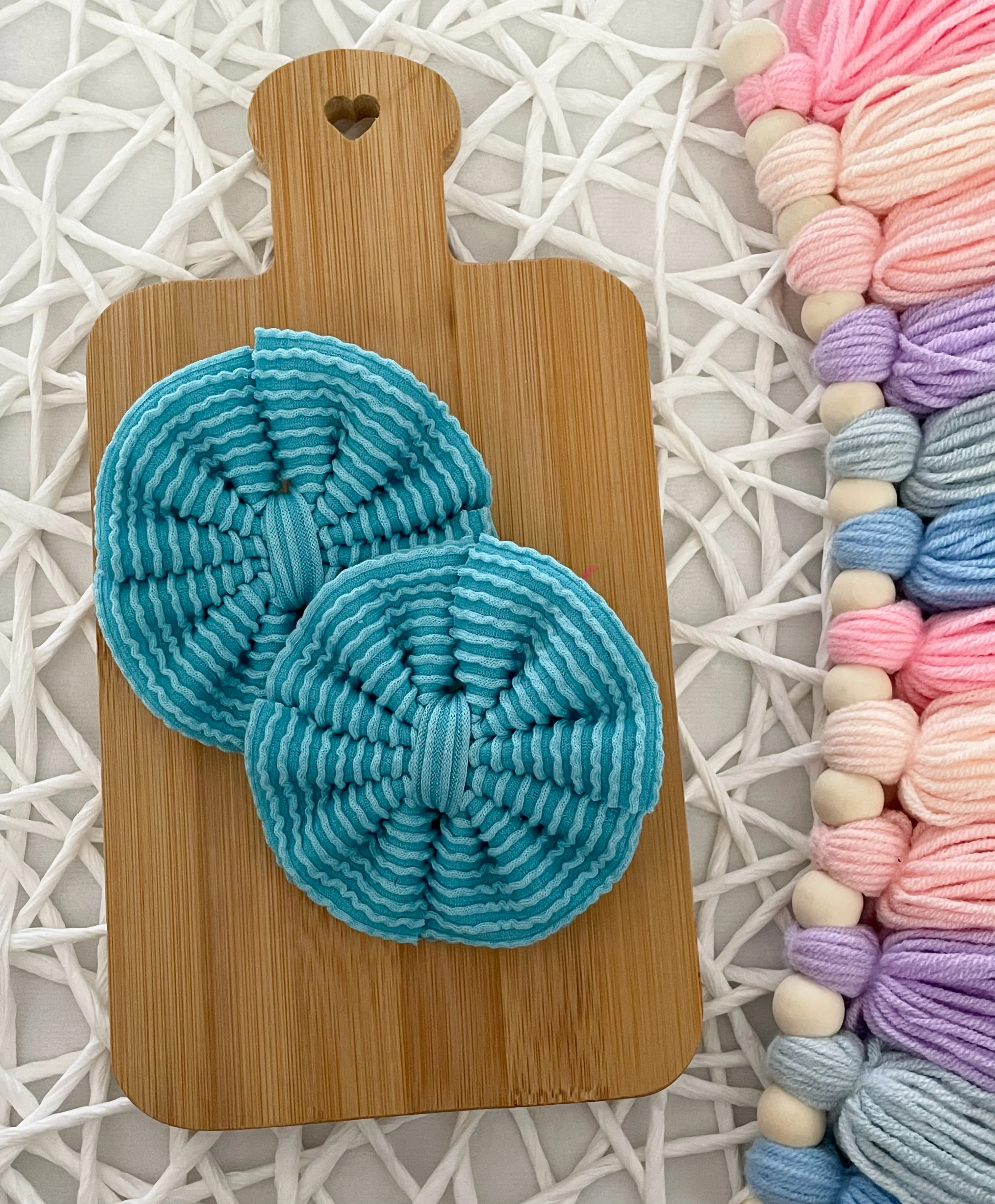 Aqua Waved Fabric Bow