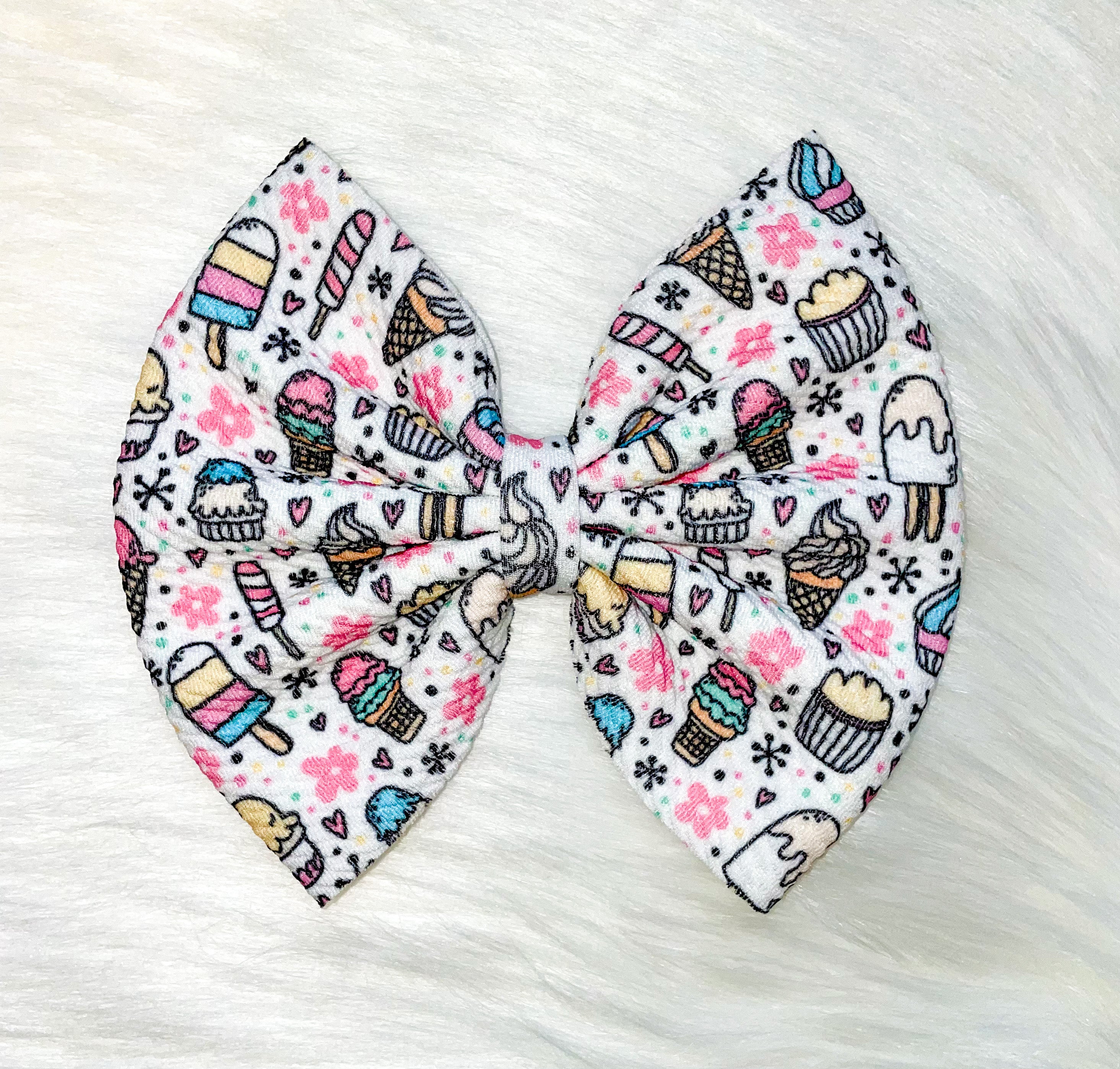 Ice Cream Party Fabric Bow