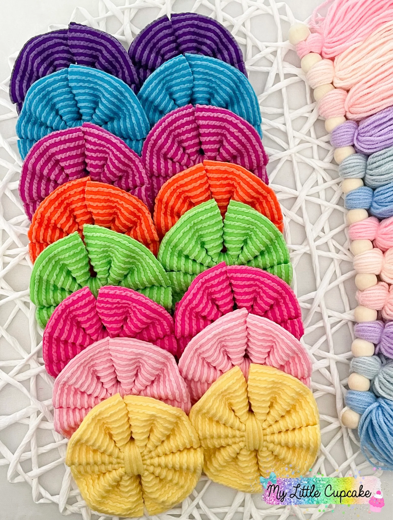 Turquoise Waved Fabric Bow