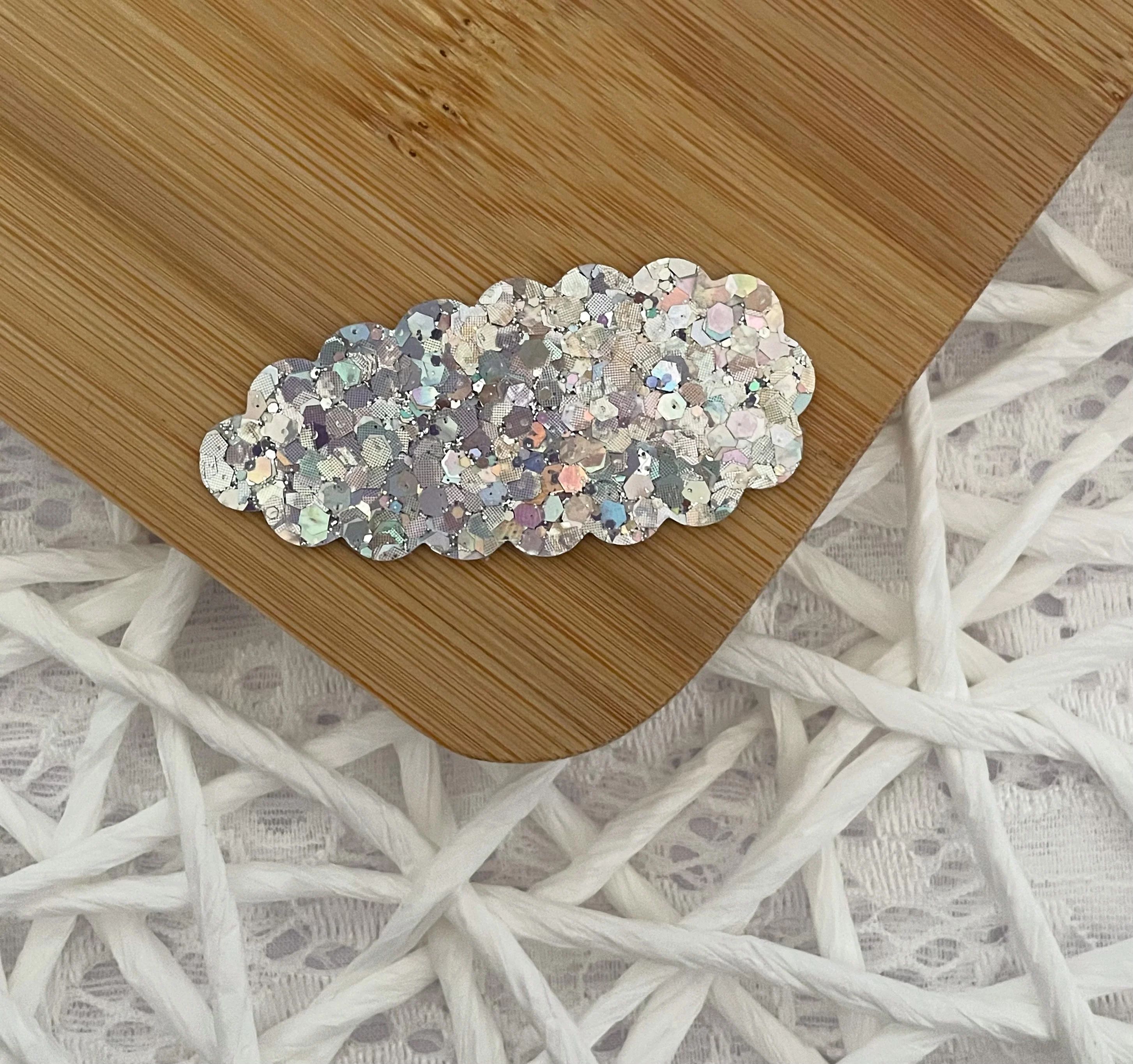 Silver Holo Glitter Snap Clip