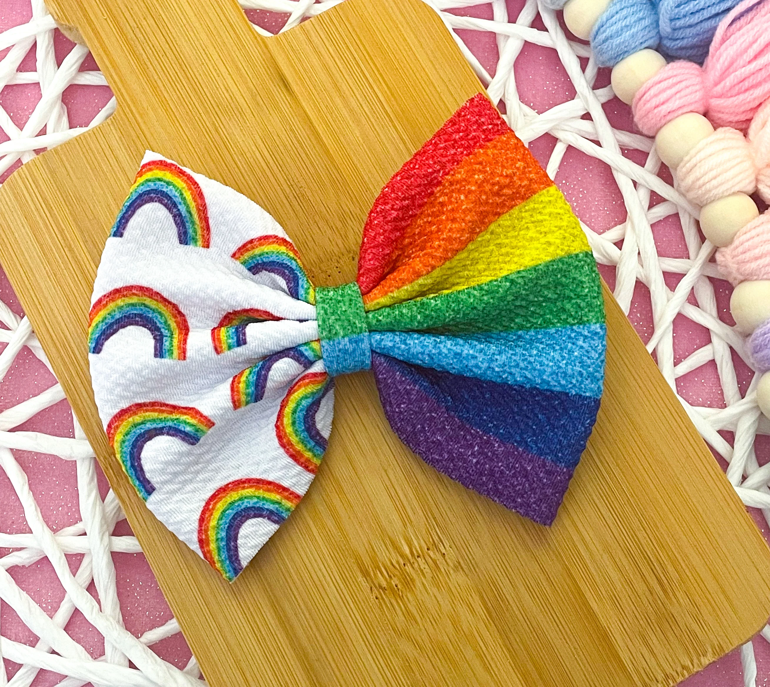 Rainbow Two Tone Fabric Bow