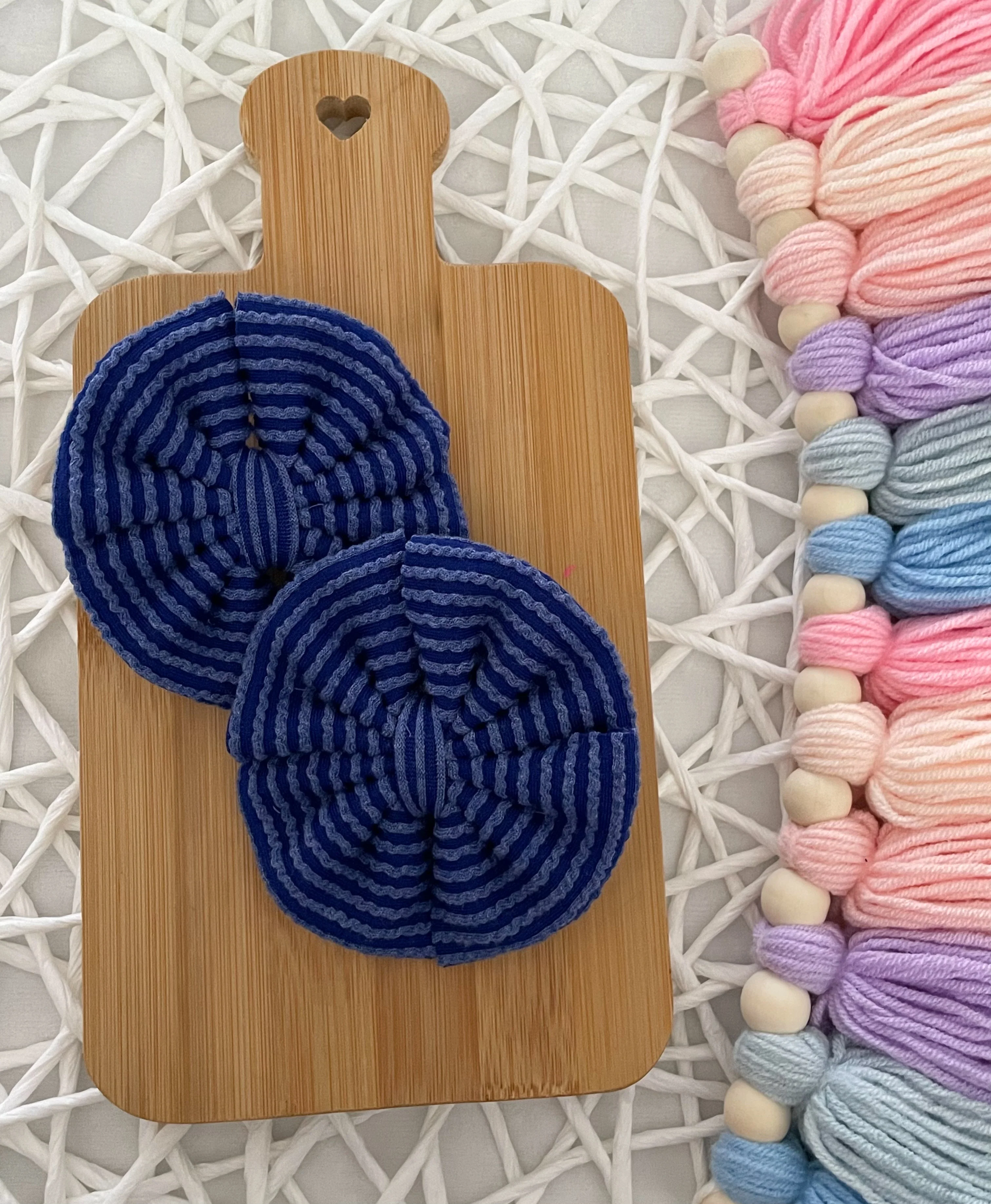 Navy Waved Fabric Bow