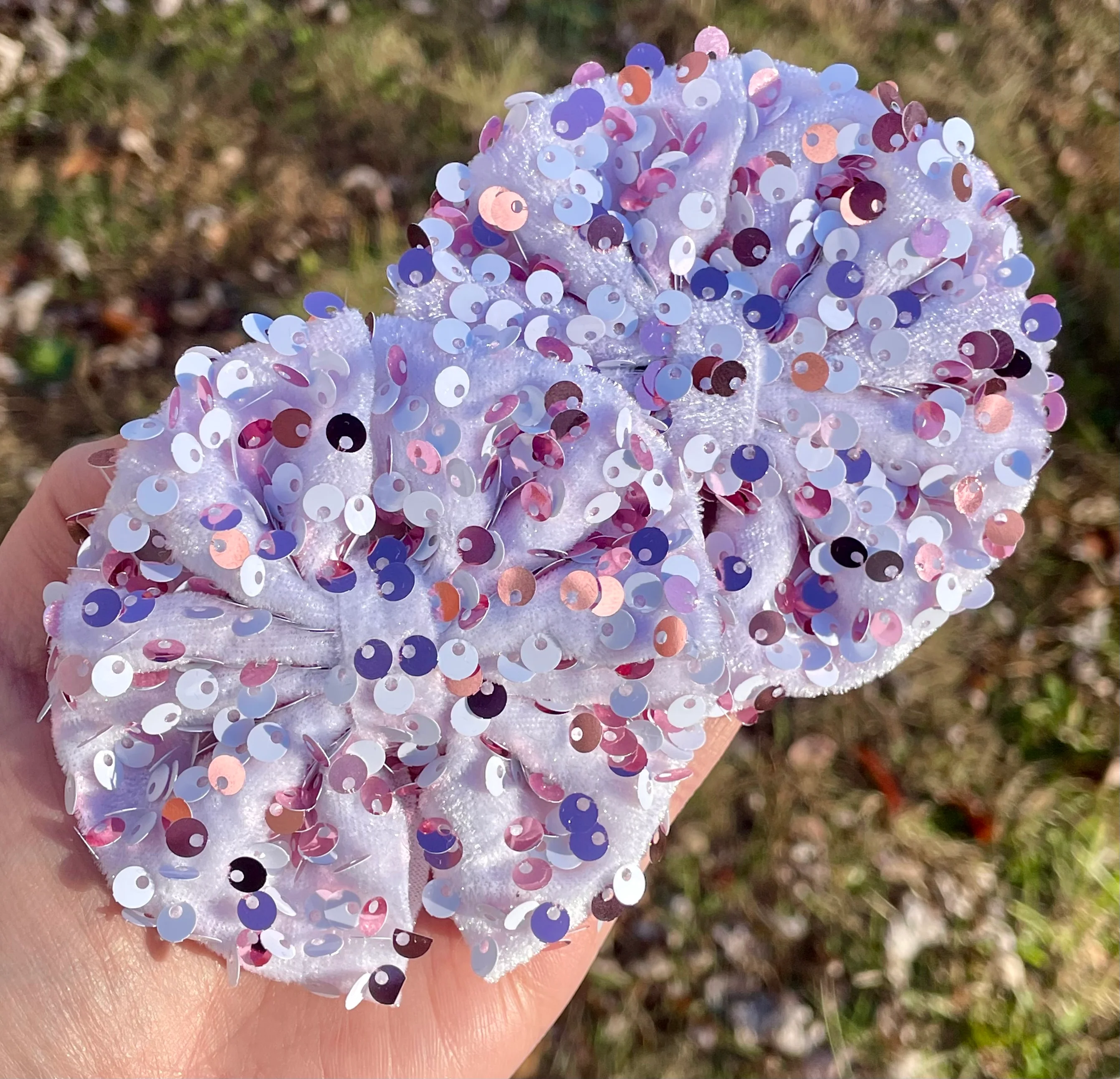 Pink & White Sequin Fabric Bows