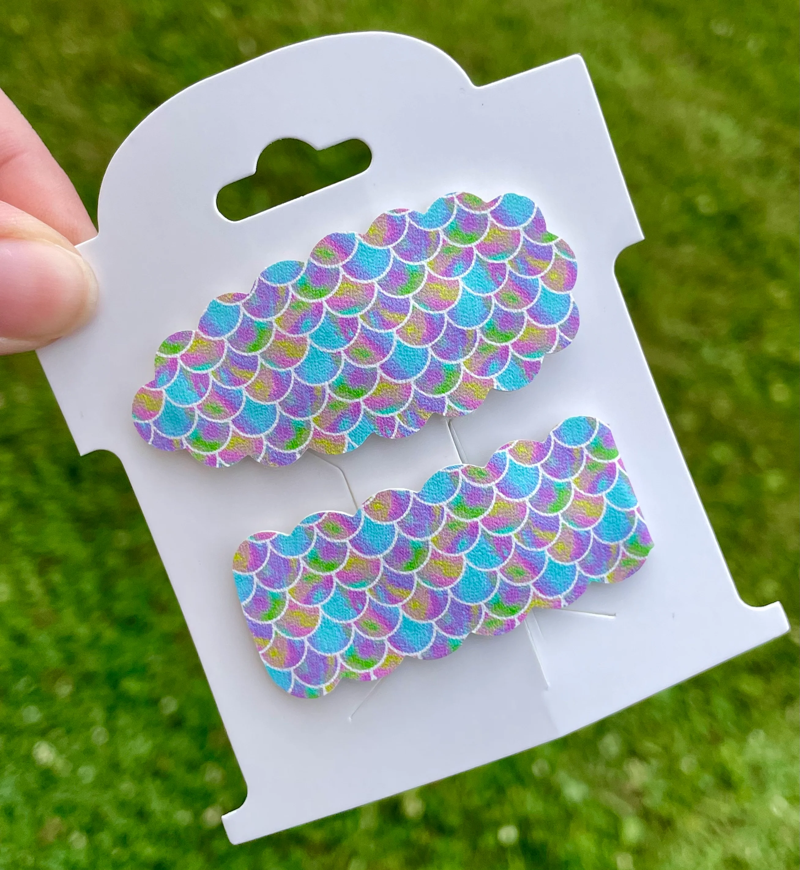 Pink & Blue Watercolor Mermaid Snap Clips