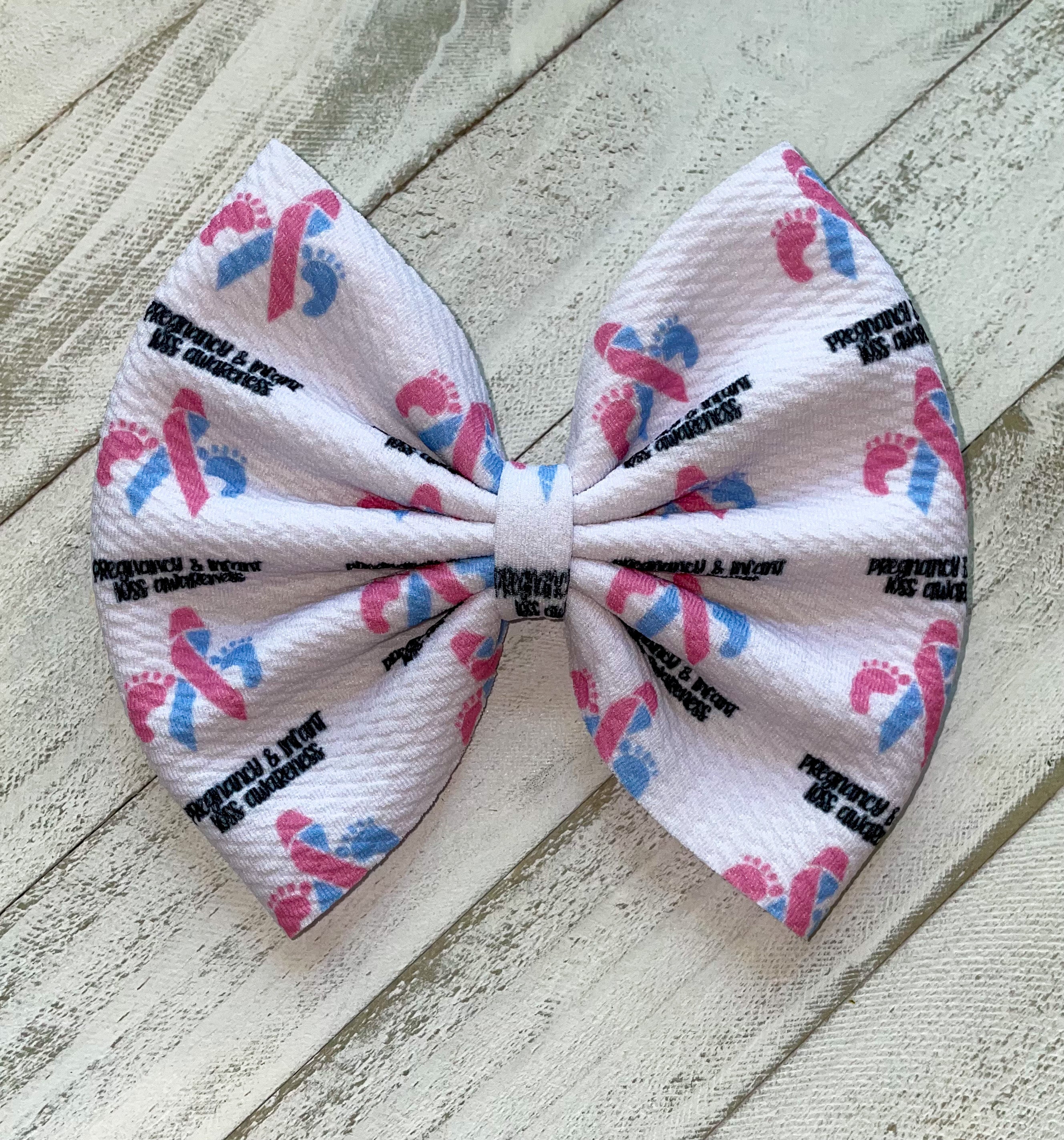 Pregnancy & Infant Loss Awareness Fabric Bow