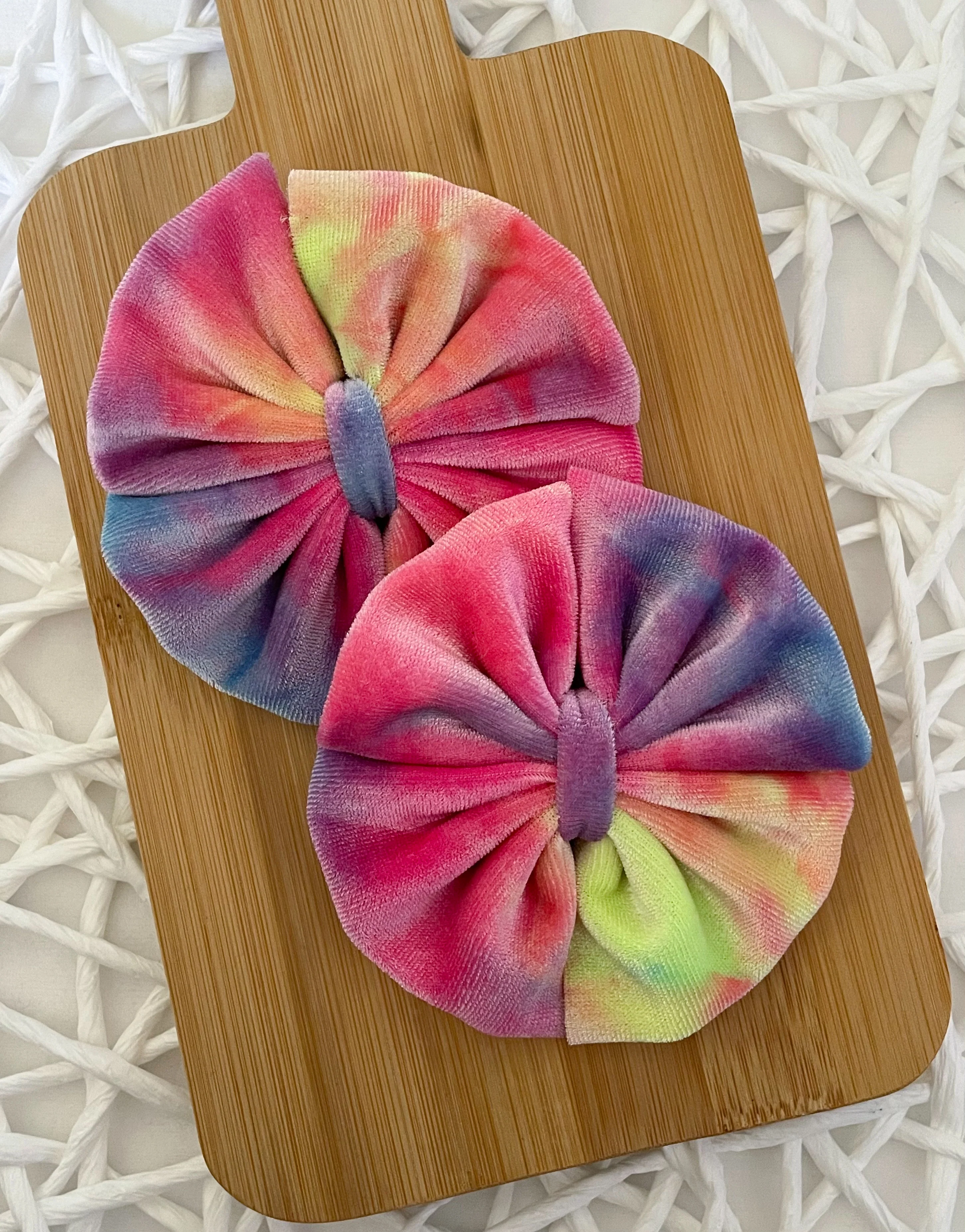 Rainbow Sherbert Velvet Fabric Bows