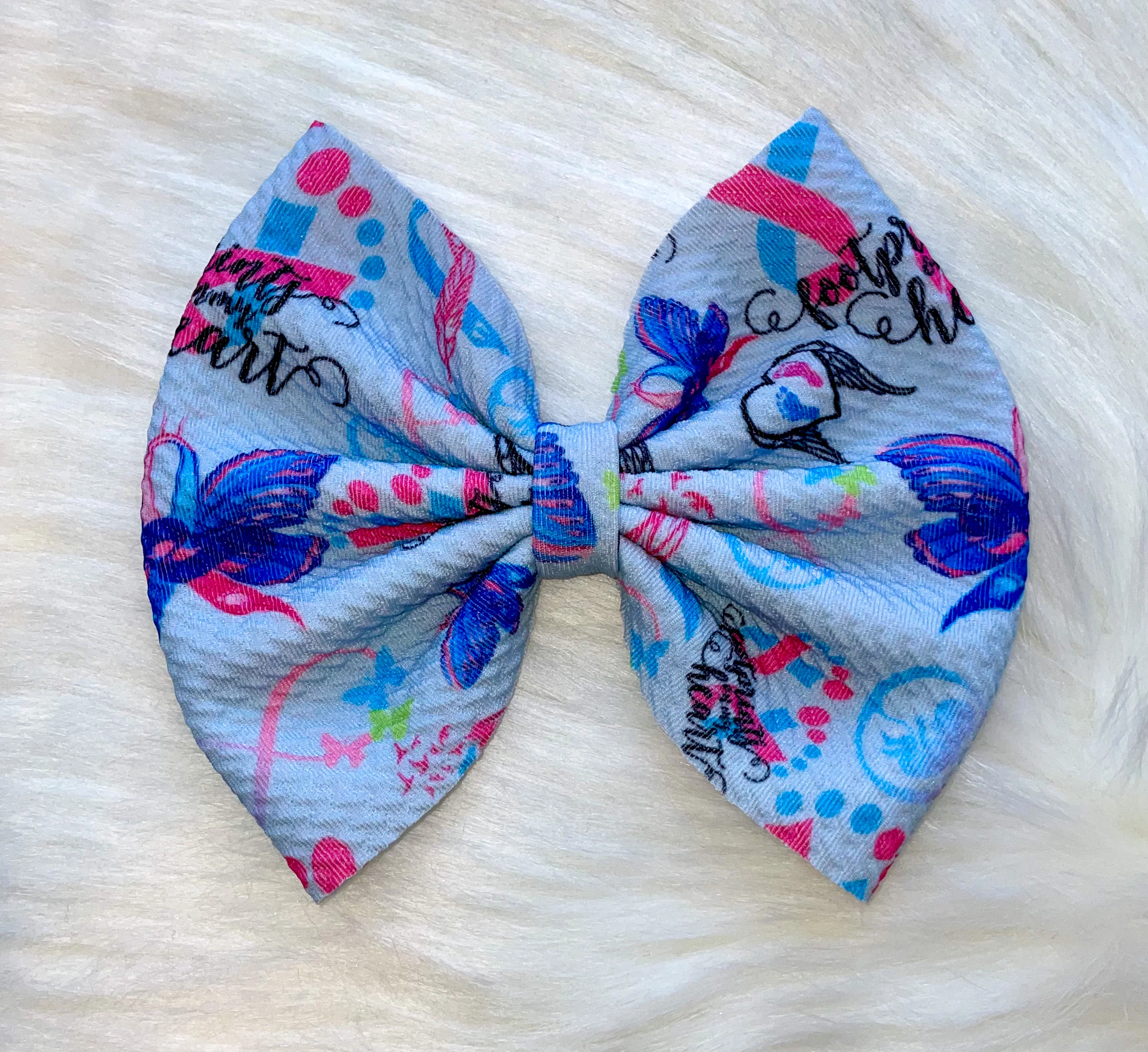 Footprints on My Heart Fabric Bow