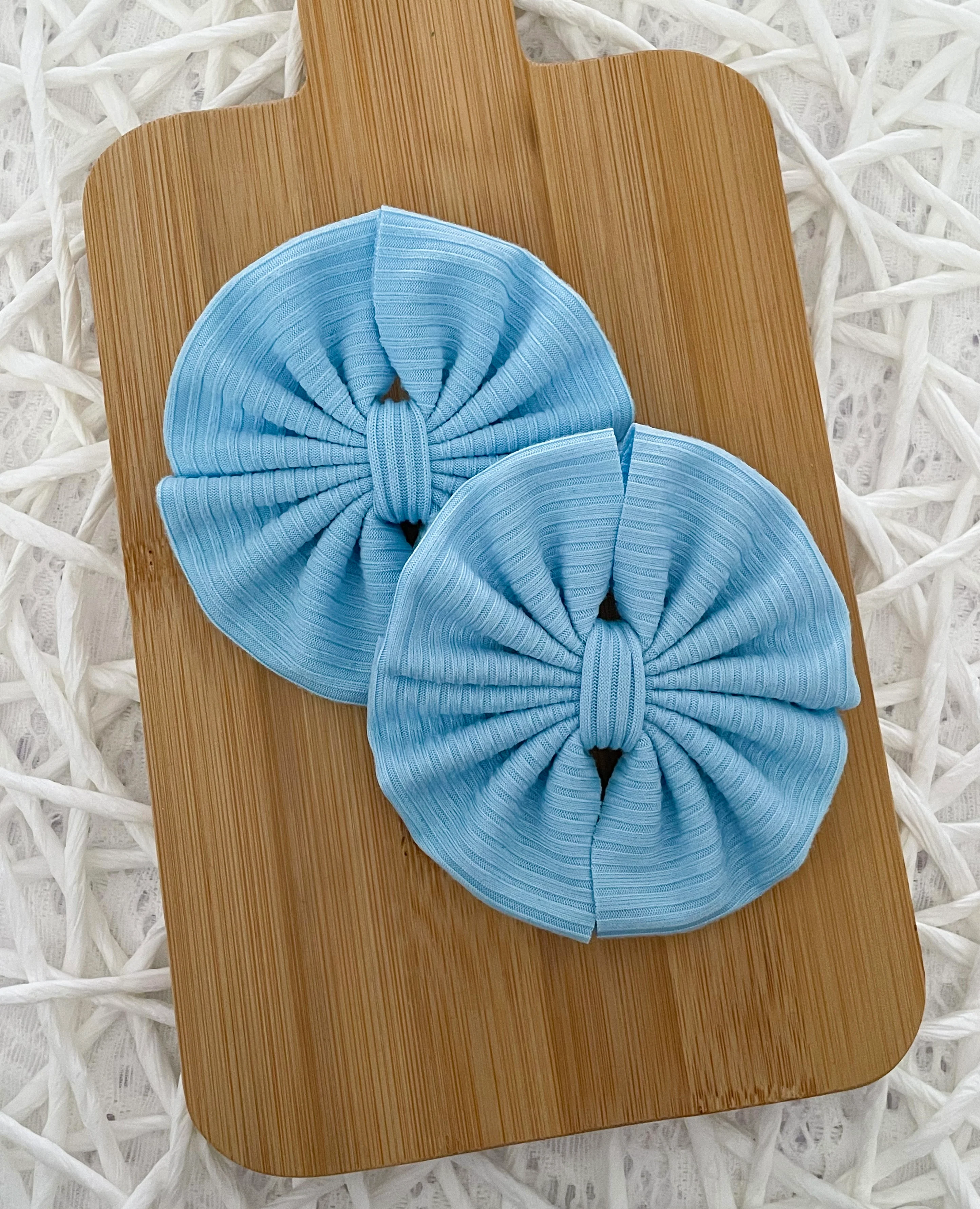 Light Blue Ribbed Fabric Bow