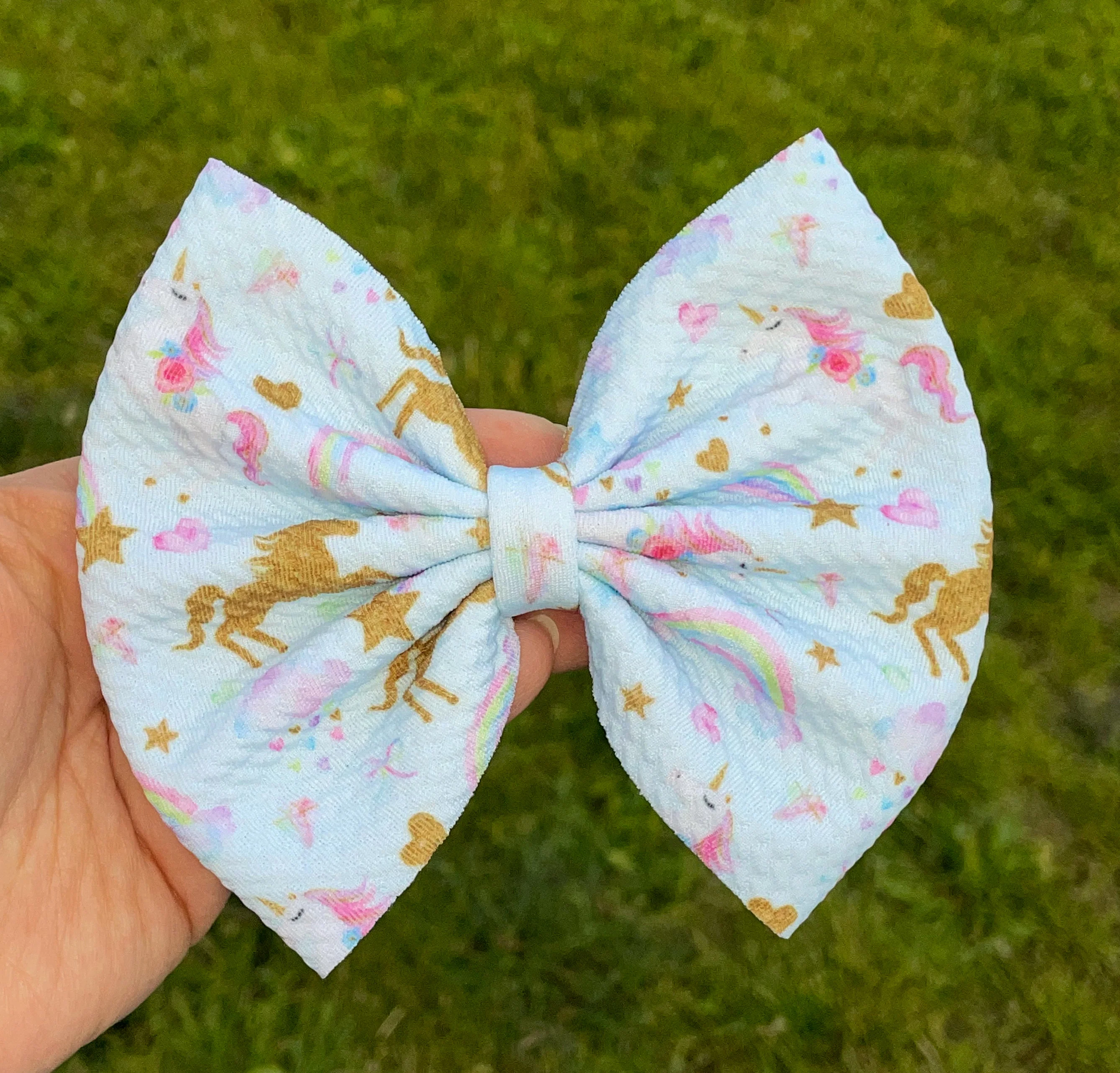 Golden Unicorns Fabric Bow