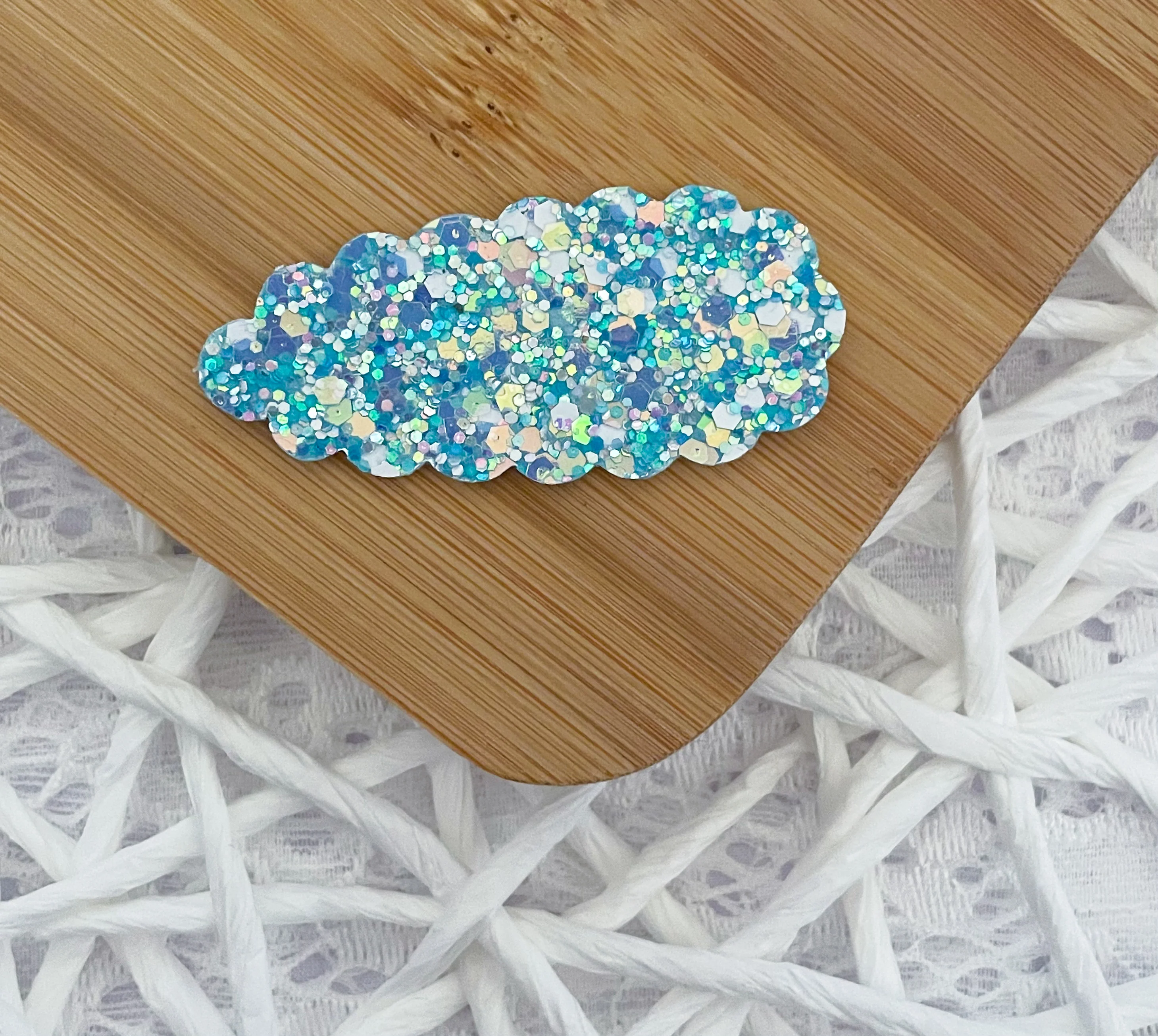 Blue Ice Glitter Snap Clip