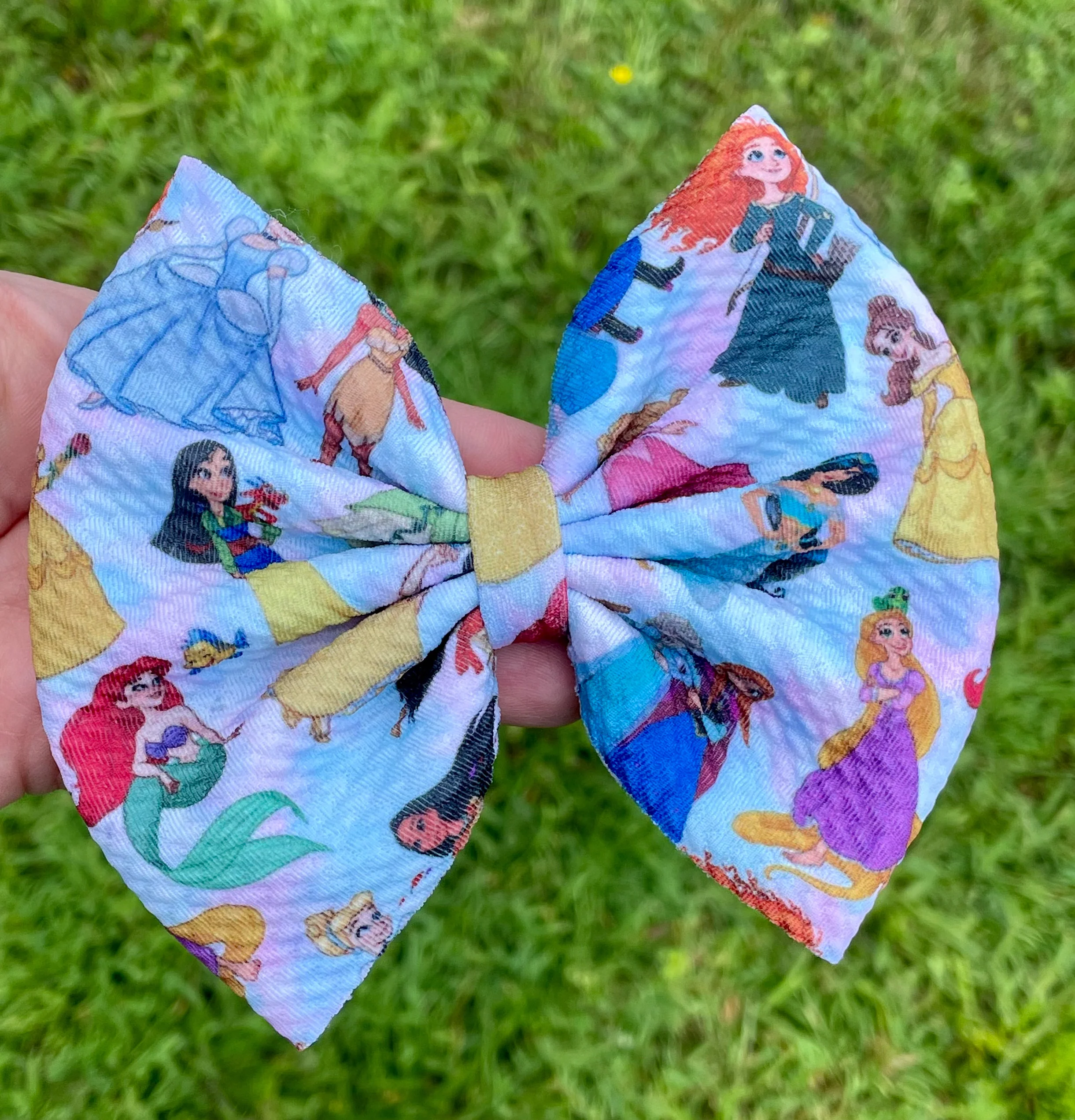 Watercolor Princess Girls Fabric Bow