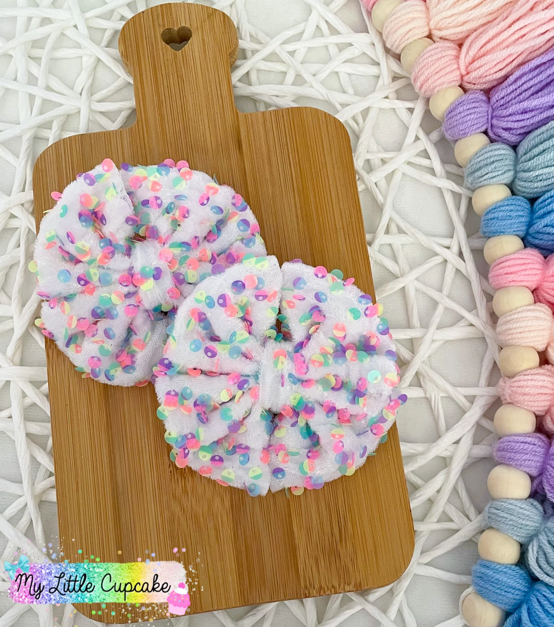 Pastel Princess Sequins Fabric Bows