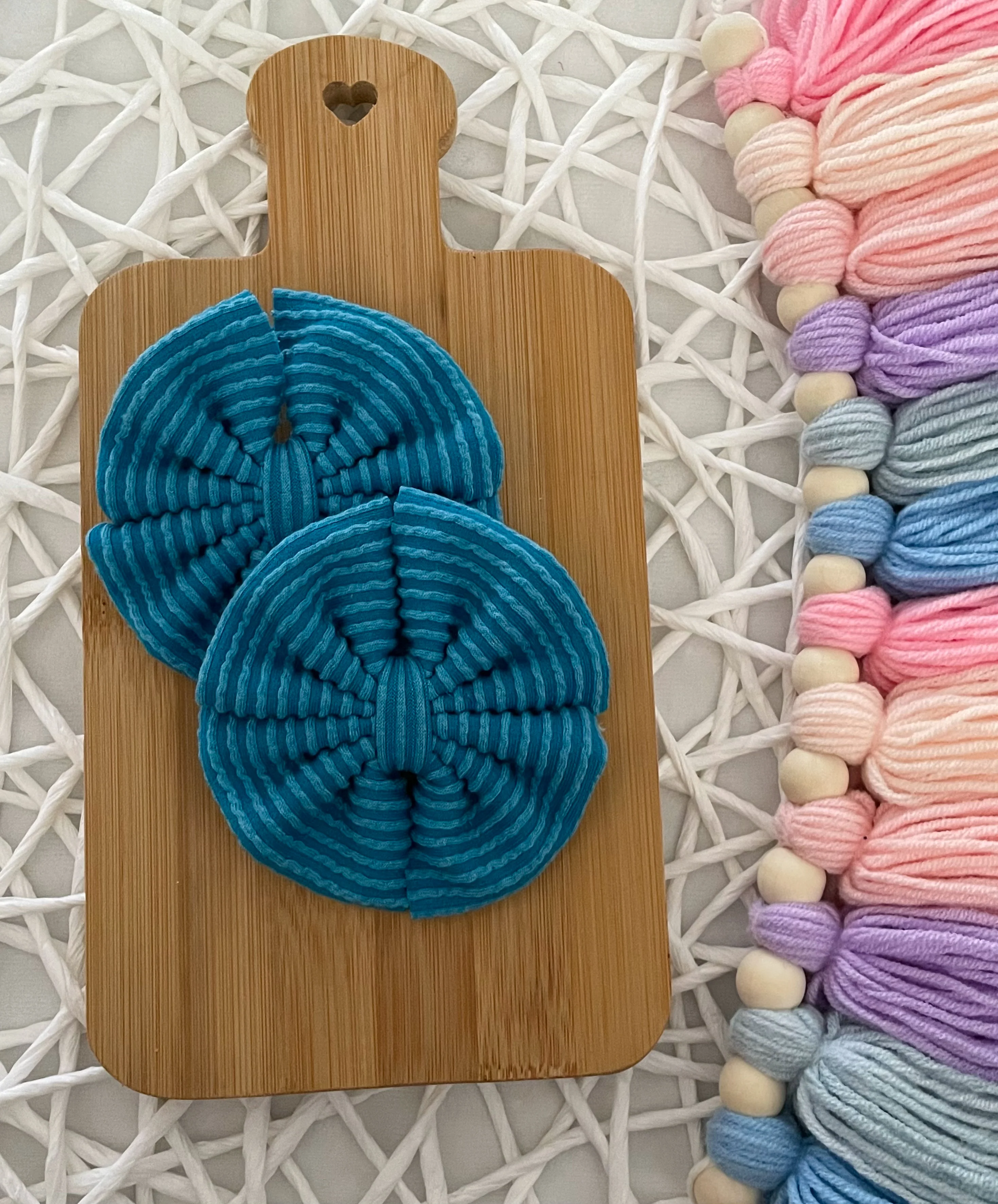 Turquoise Waved Fabric Bow