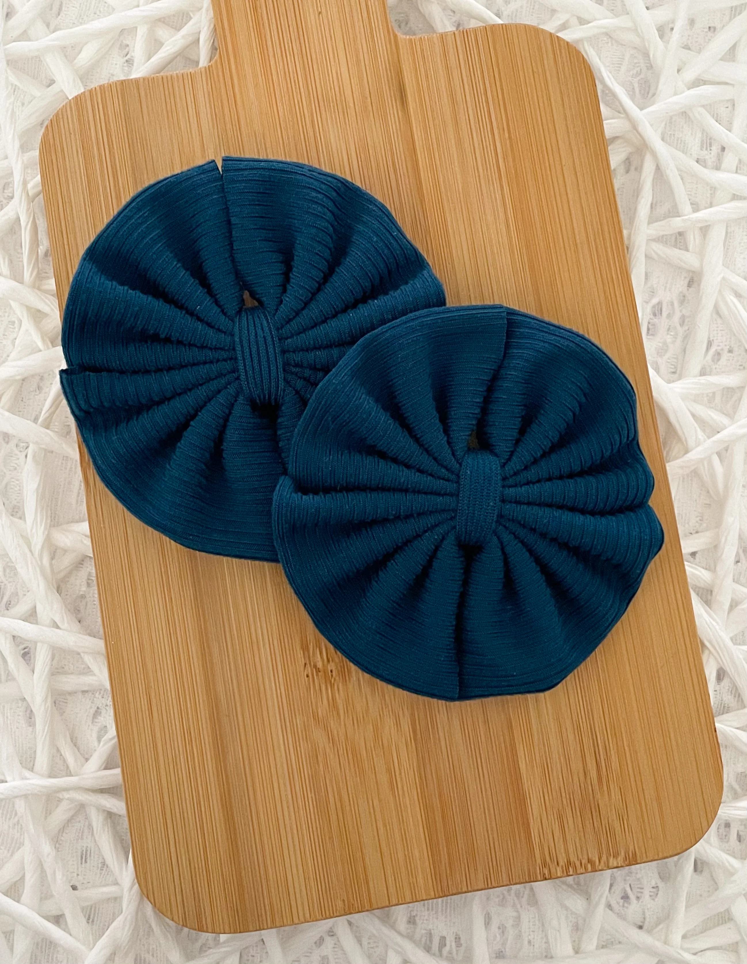 Teal Ribbed Fabric Bow